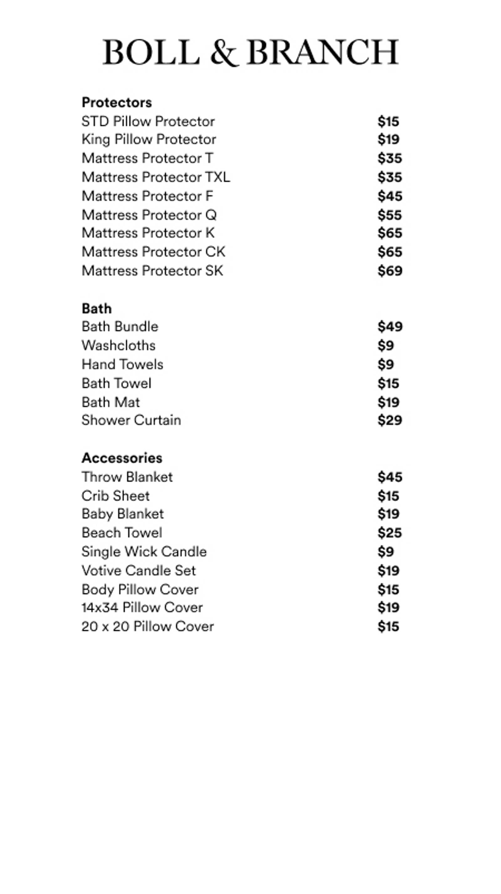 Price list