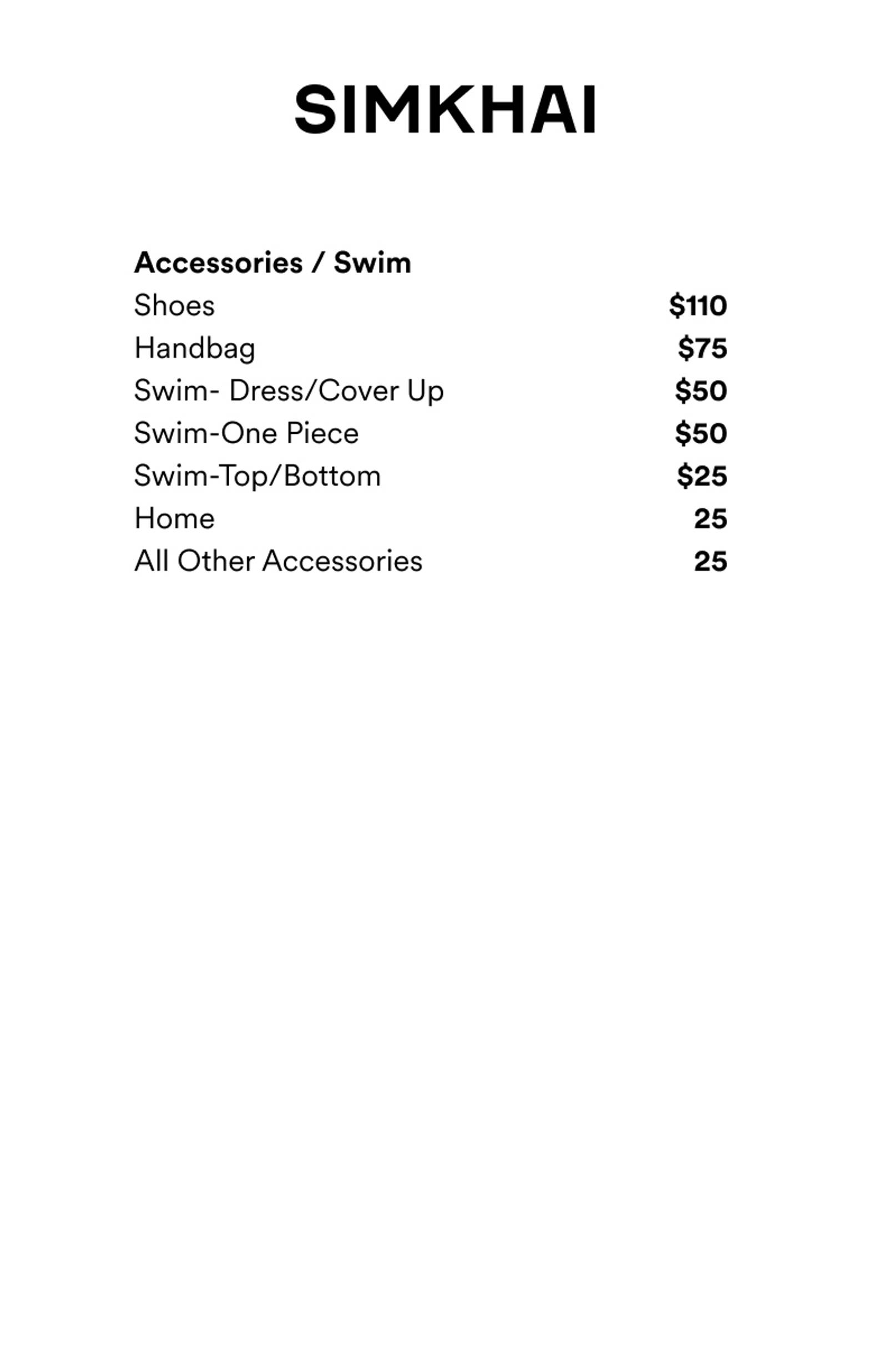 Price list