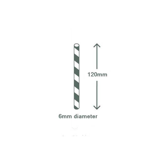 Paper Straws Cocktail 6 x 120mm - White/Black Swirl