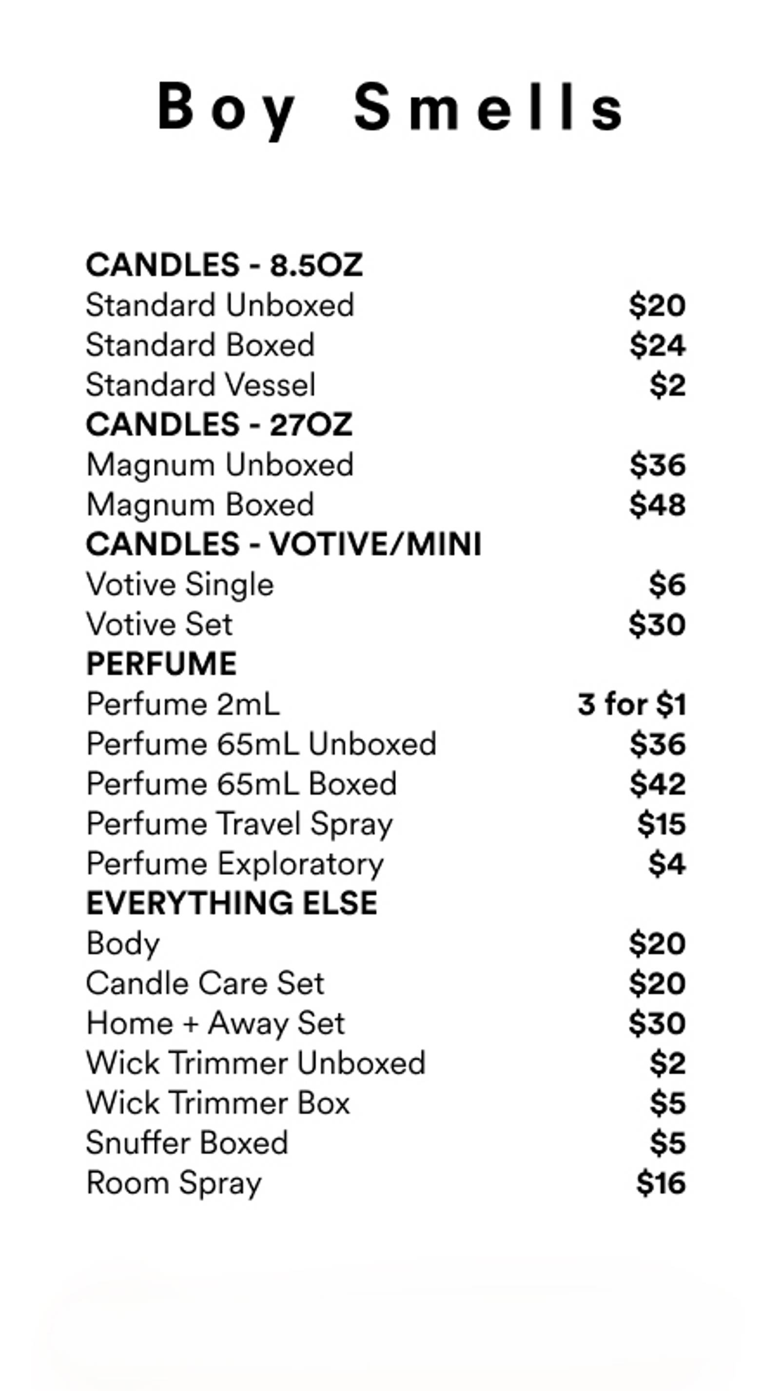 Price list