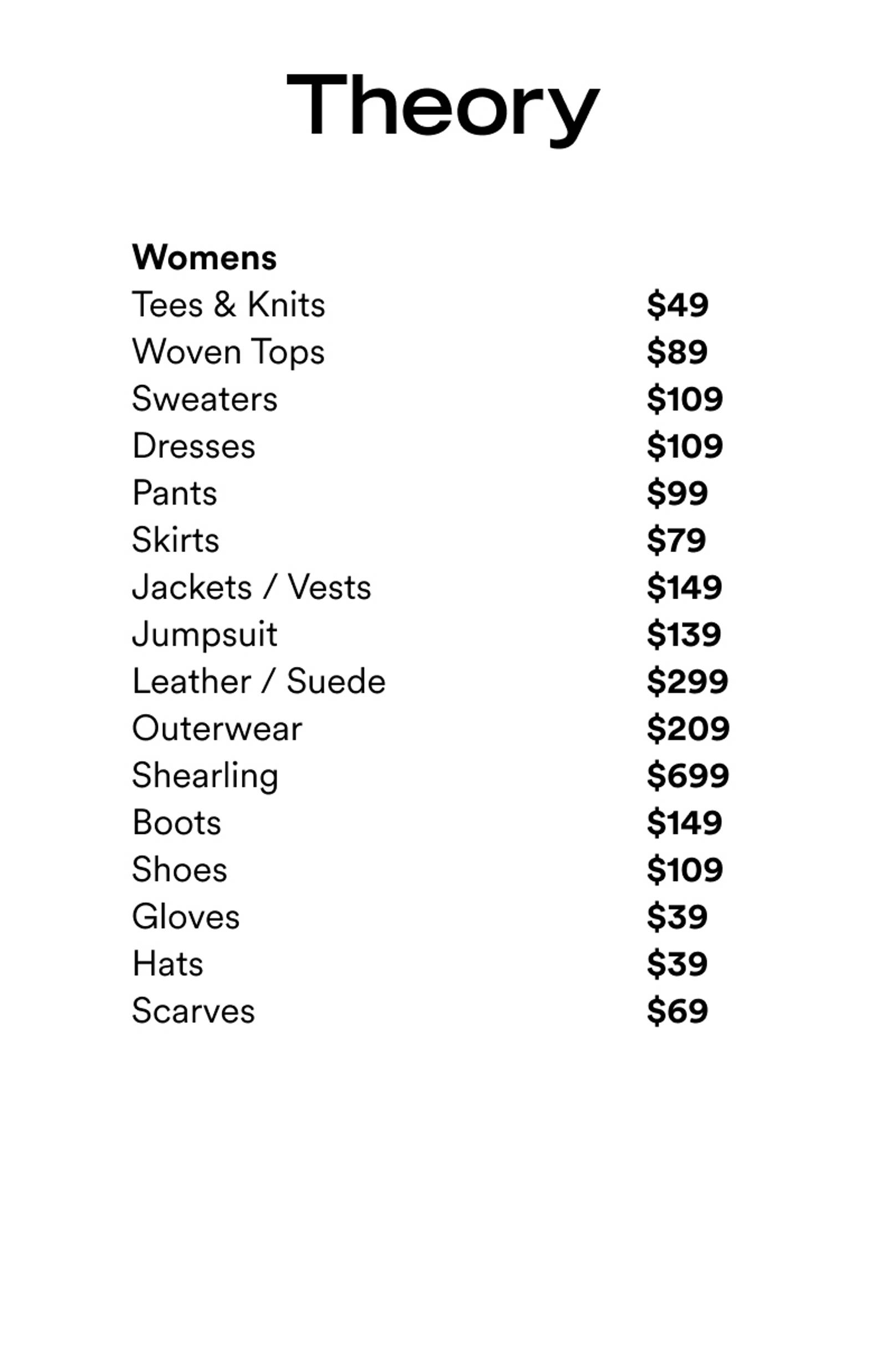 Price list