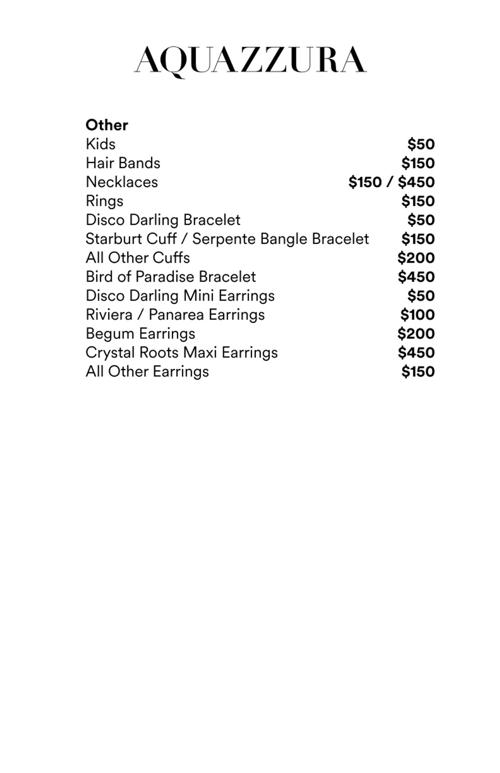 Price list