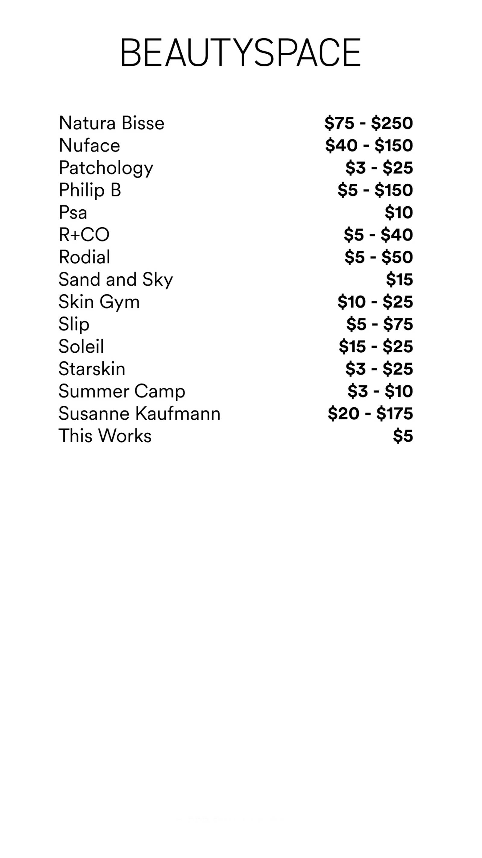 Price list