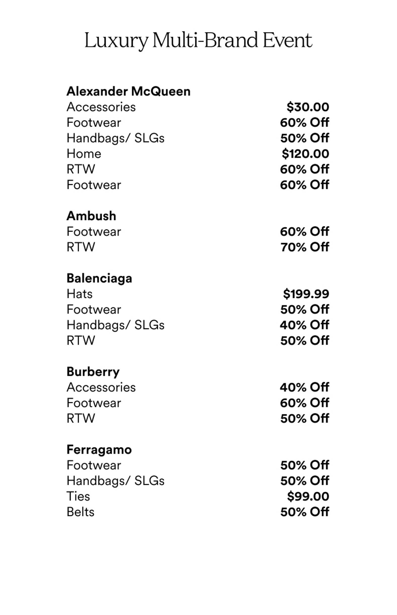 Price list