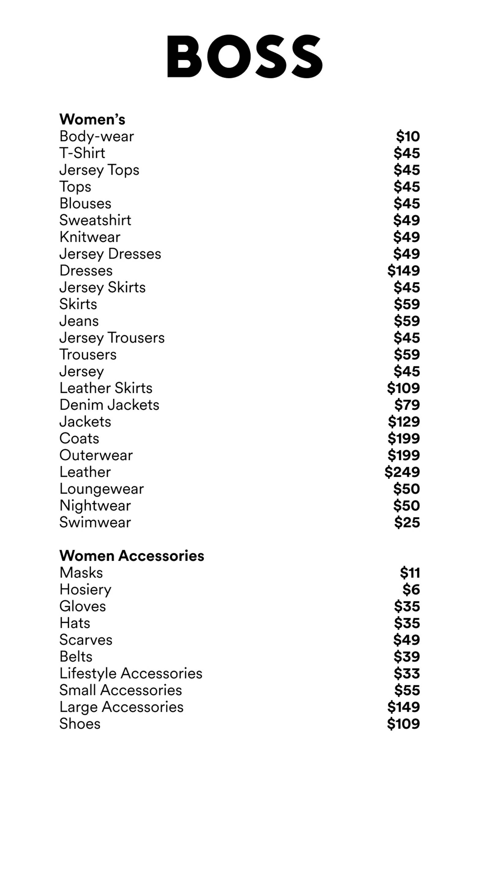 Price list