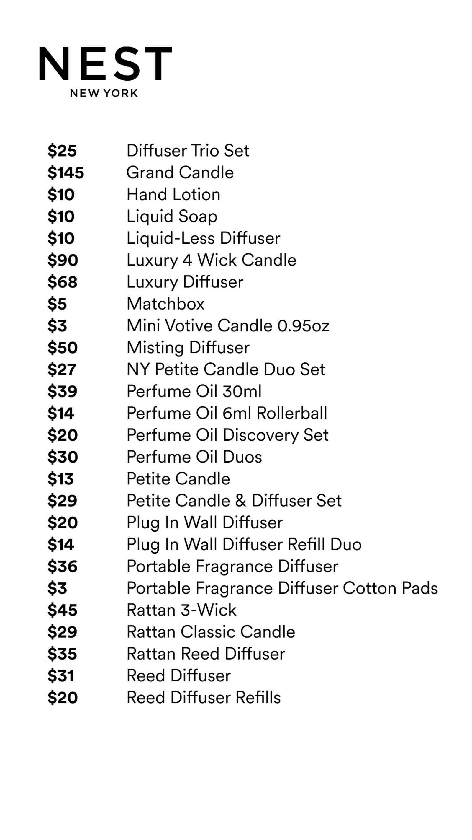 Price list