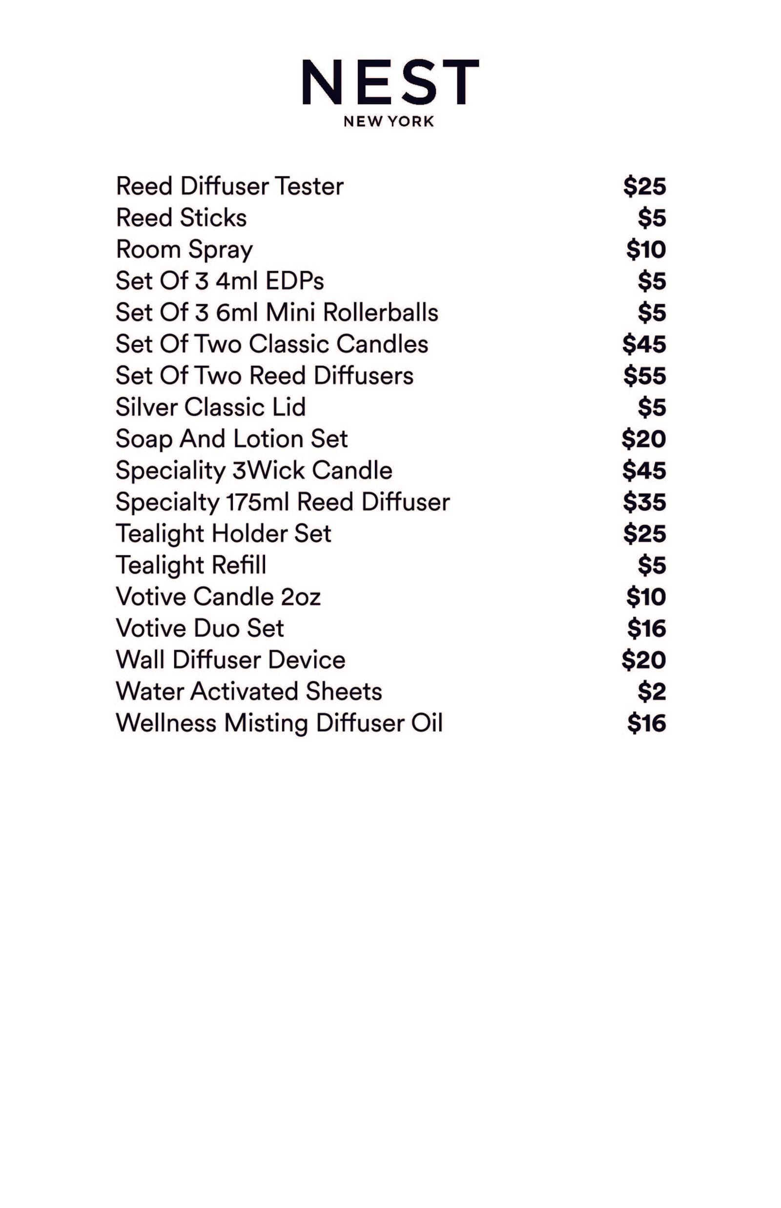 Price list