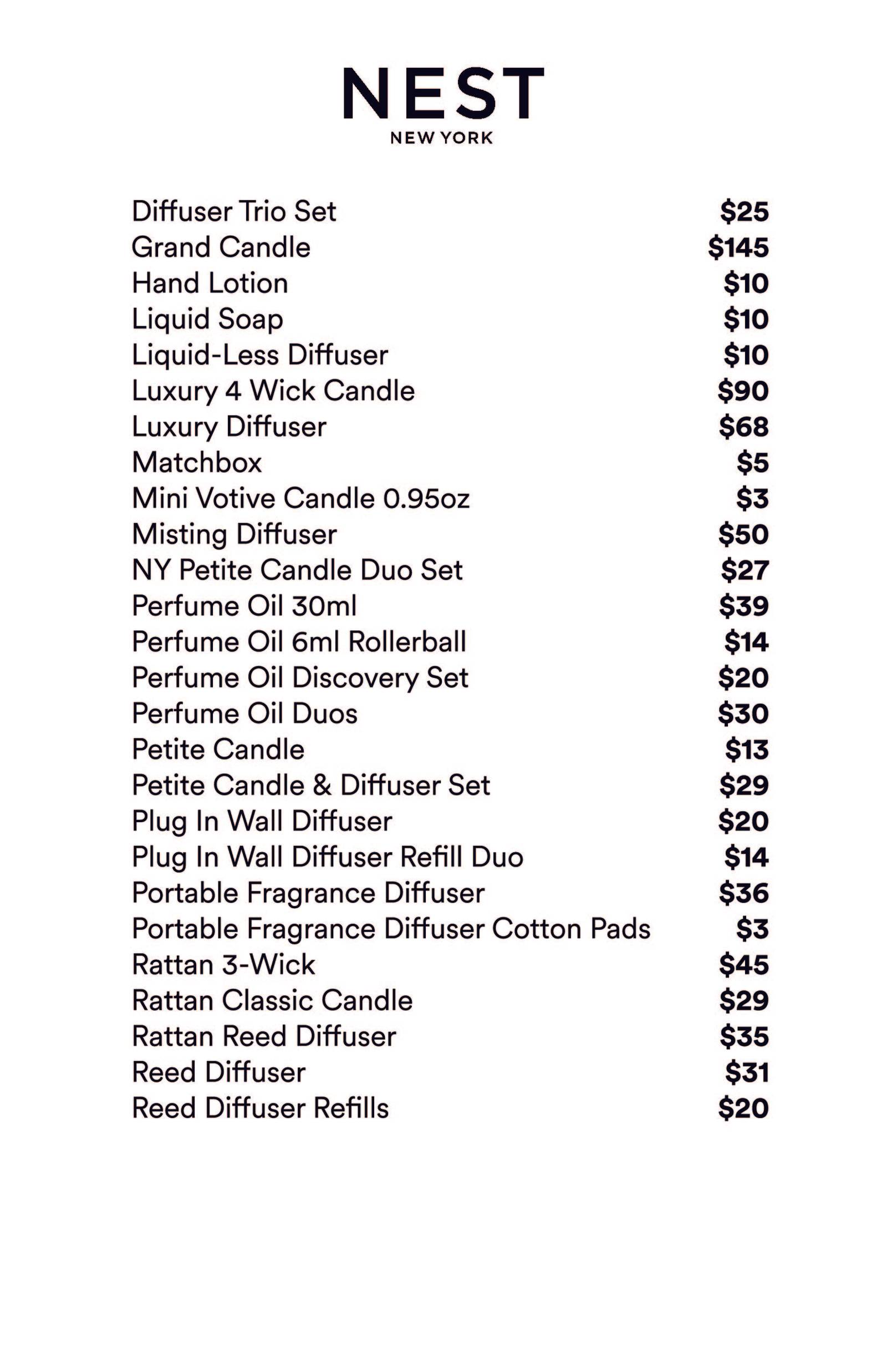 Price list