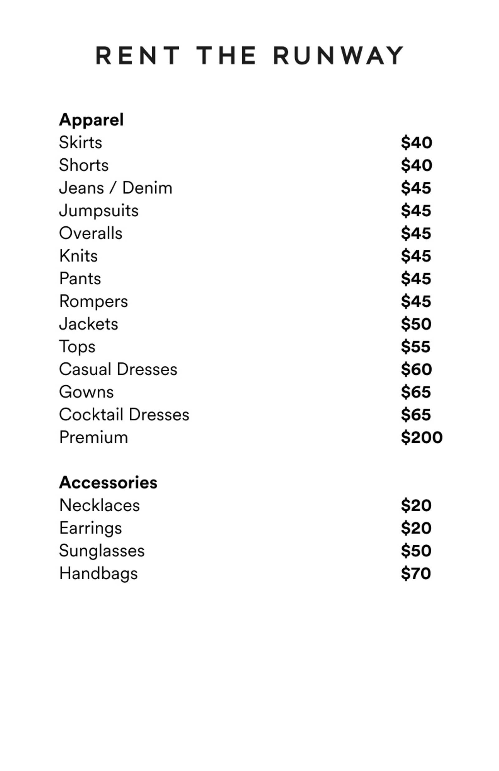 Price list