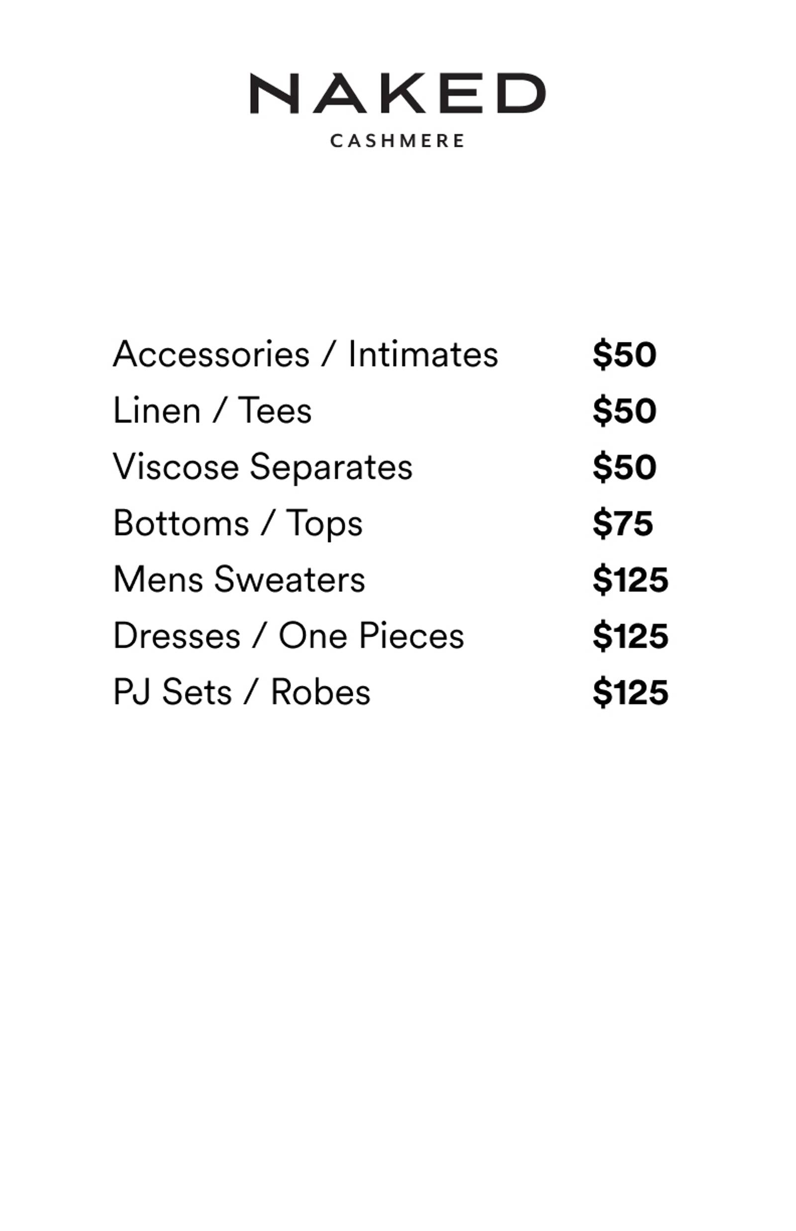 Price list