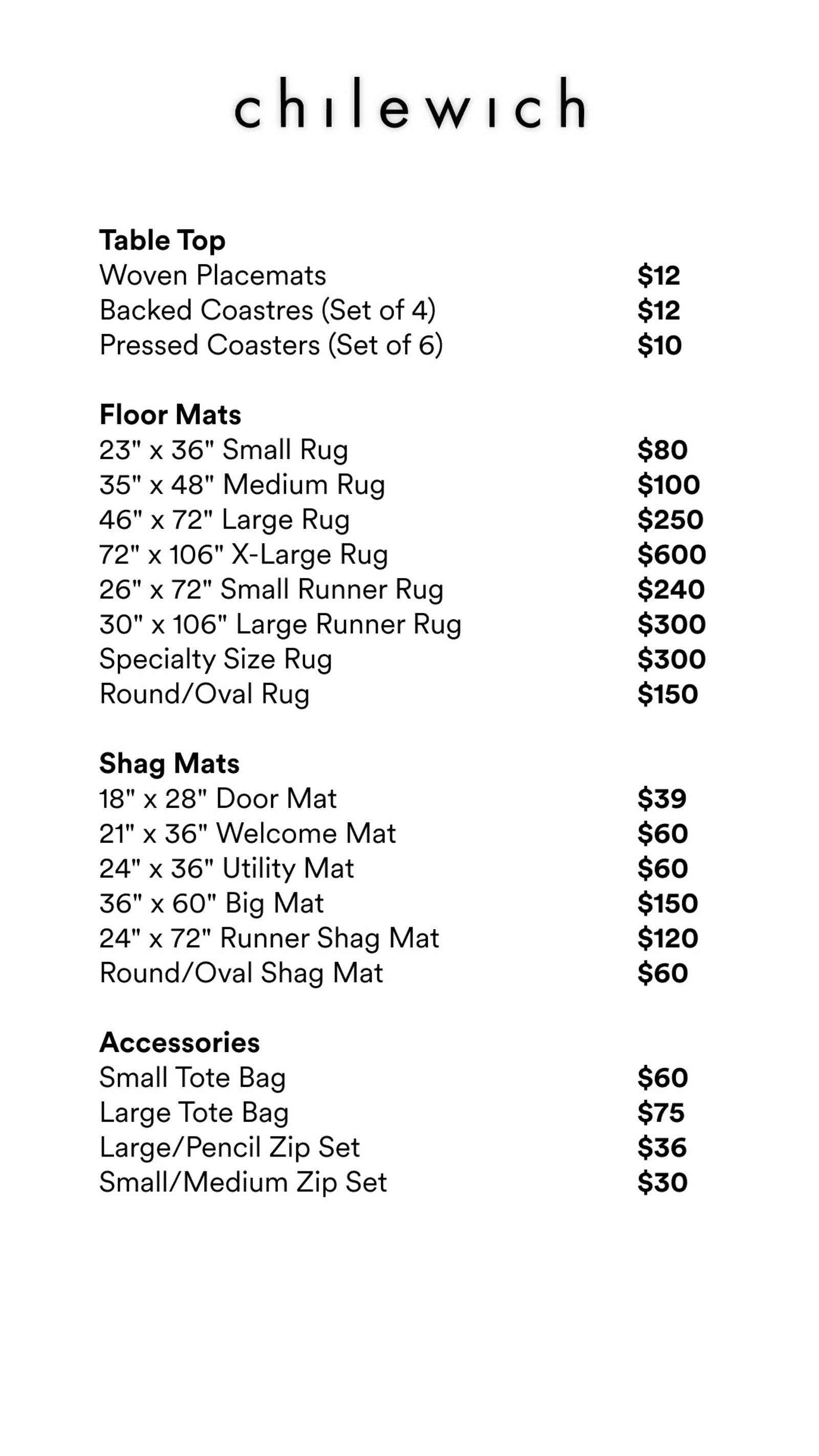 Price list