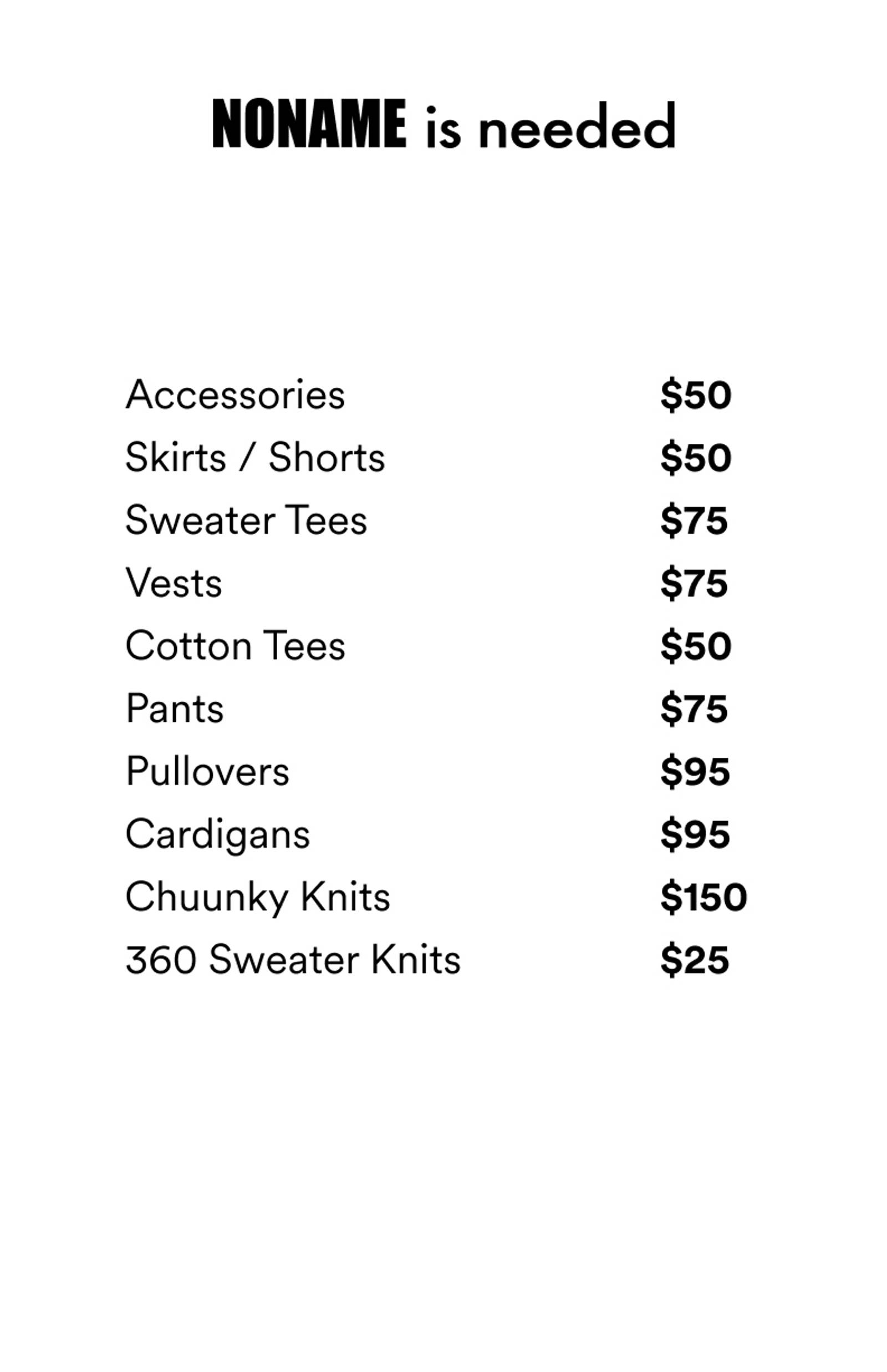 Price list