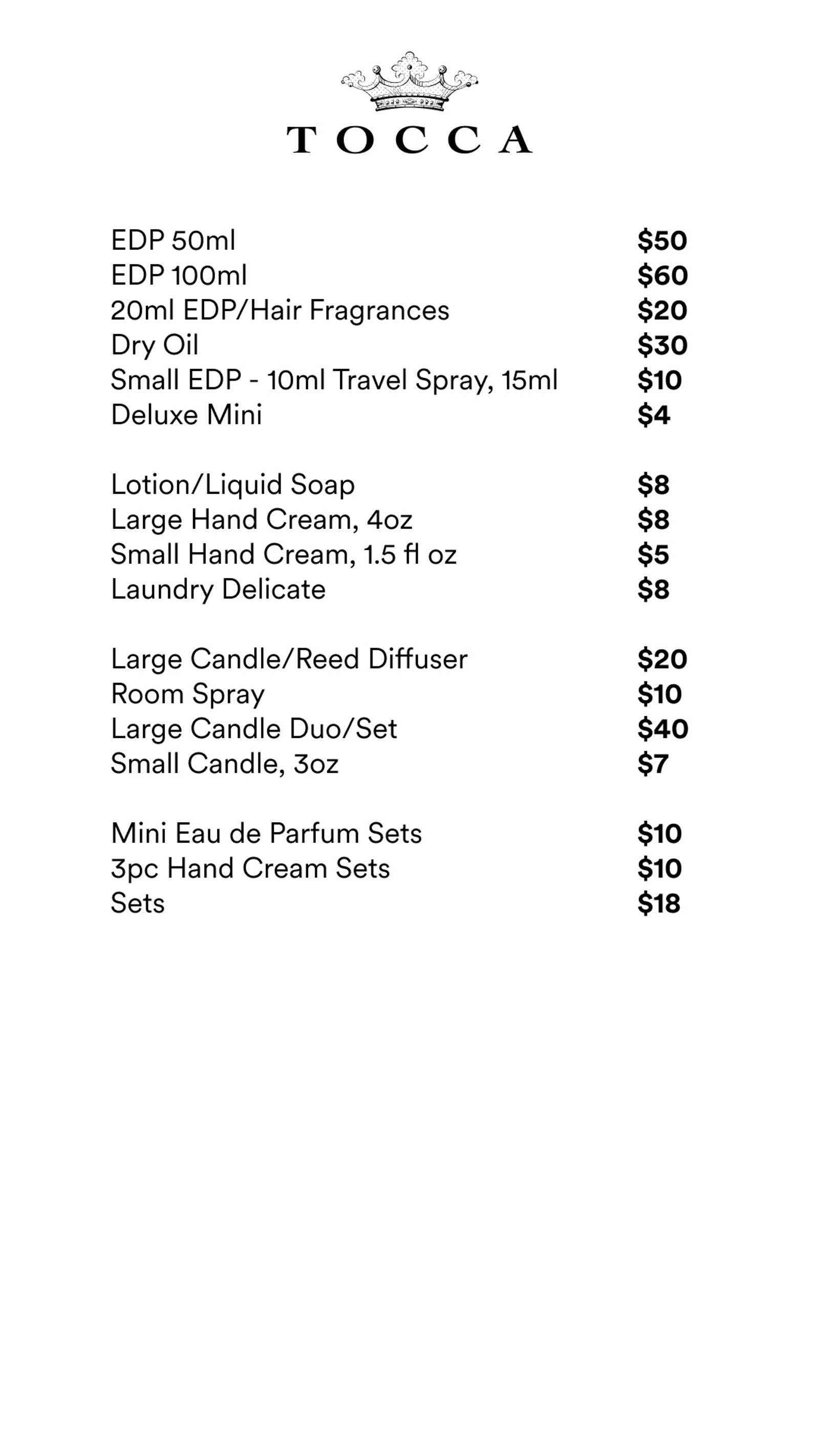 Price list