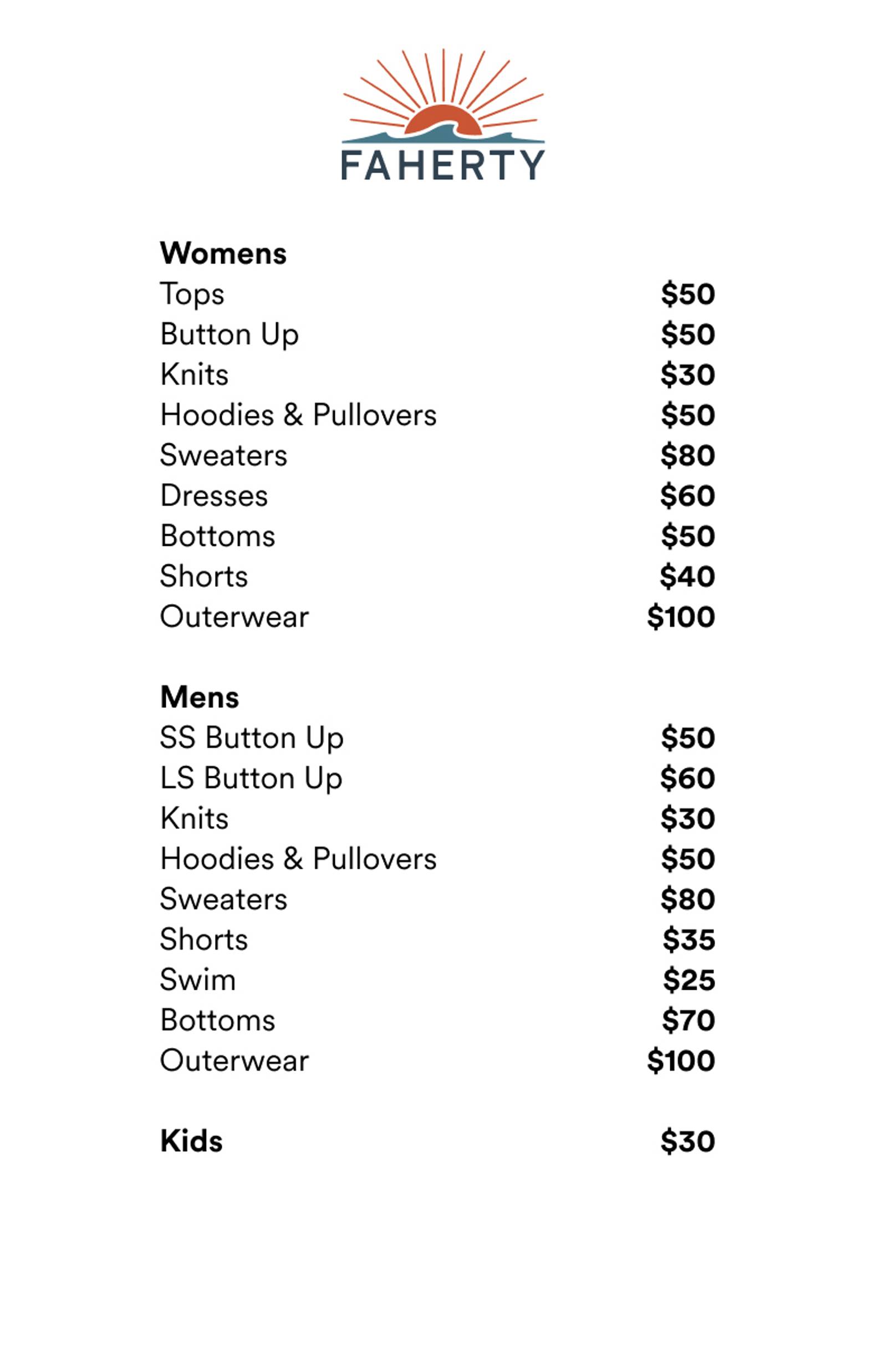 Price list