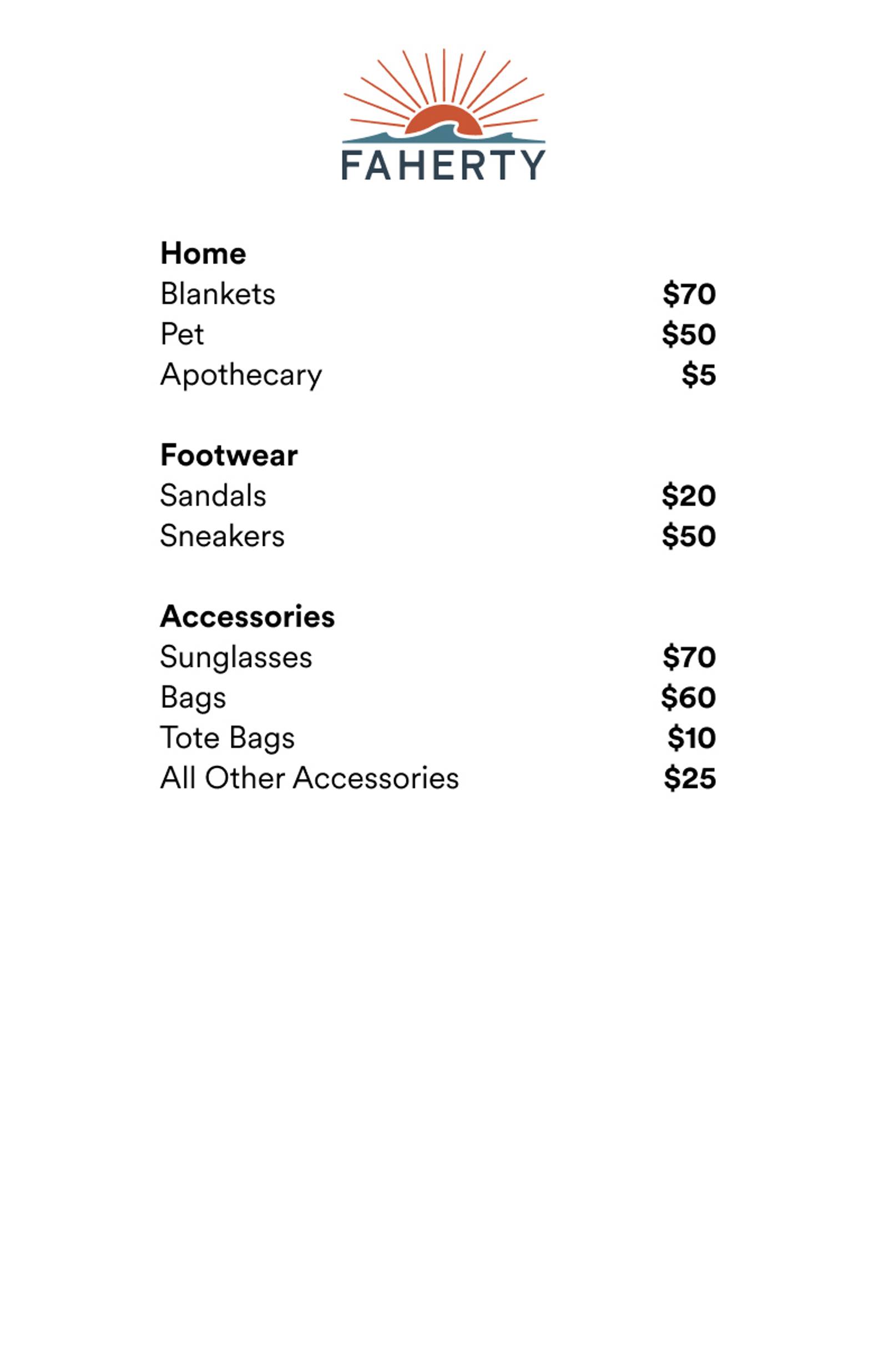 Price list