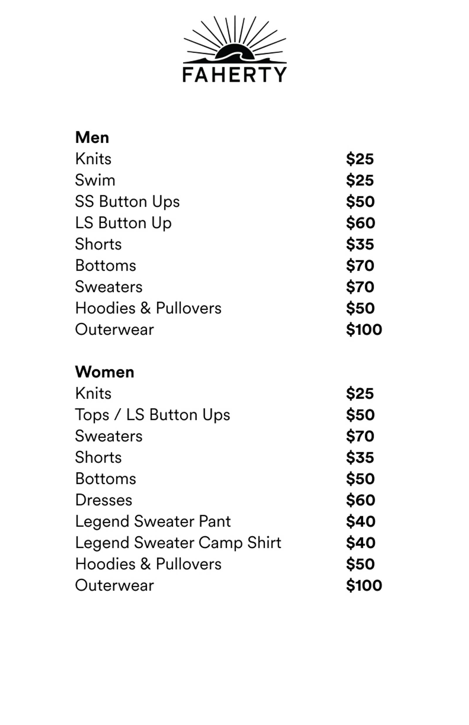 Price list