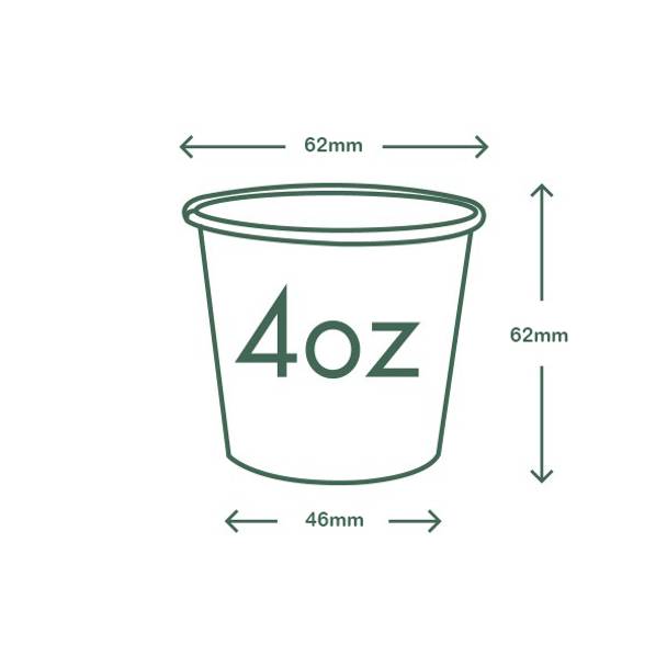 4oz (120ml) Single Wall Kraft Cup - Aqueous Coated - 62/63 Series