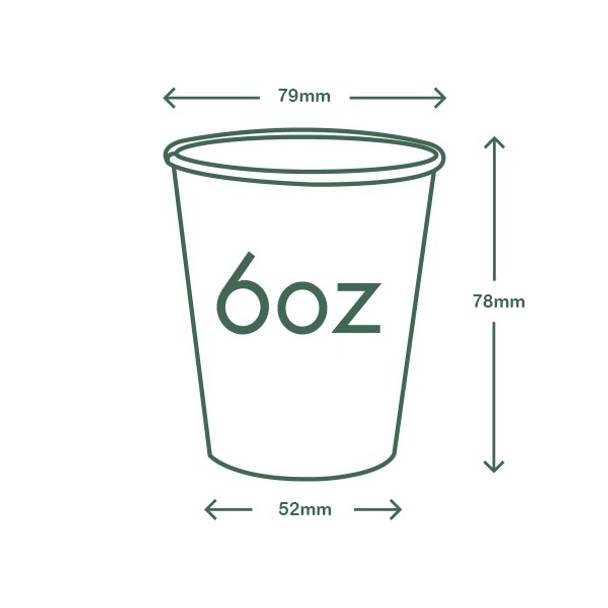 6oz (180ml) Single Wall White Cup - Aqueous Coated - 79/80 Series