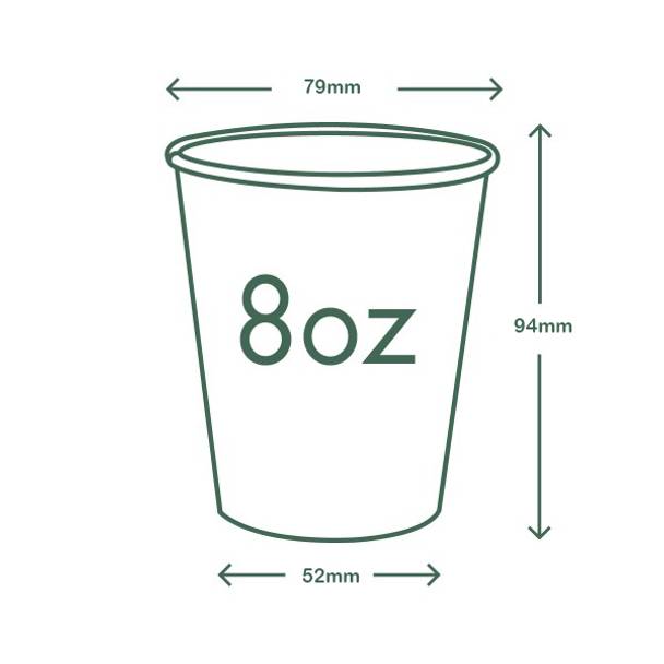 8oz (280ml) Single Wall White Cup - Aqueous Coated - 79/80 Series