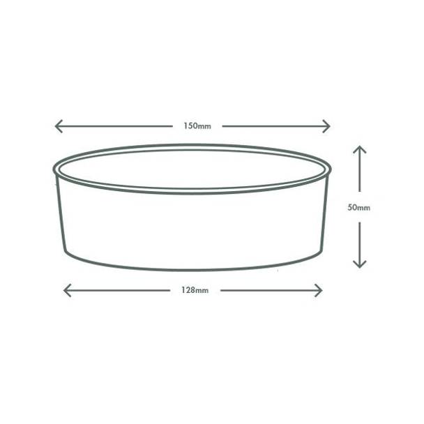 500ml / 16oz Round Paper Takeaway Container - Aqueous Lined - Black - 150 Series
