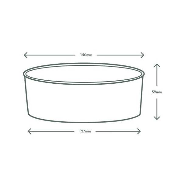 750ml / 24oz Round Paper Takeaway Container - Aqueous Lined - Black - 150 Series