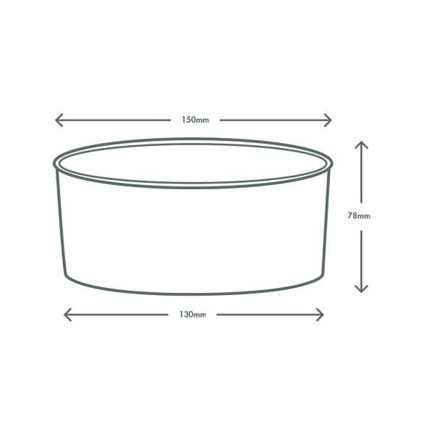 1000ml / 34oz Round Paper Takeaway Container - Aqueous Lined - Black - 150 Series