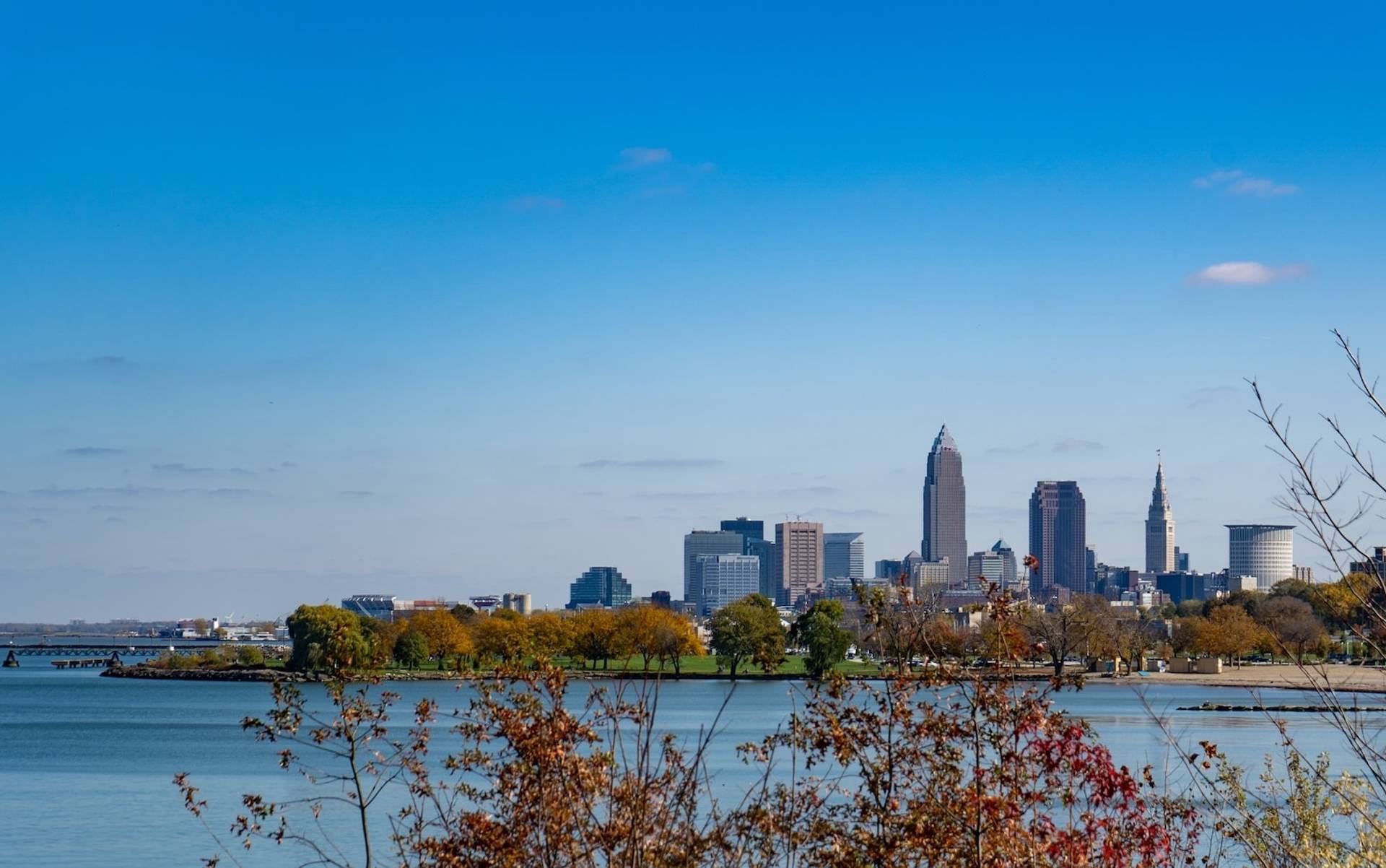 Cleveland skyline to represent where to buy e-bikes in Ohio
