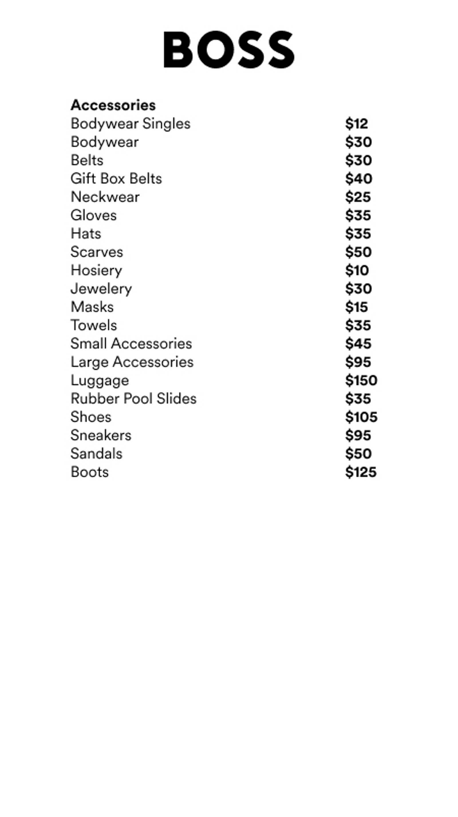 Price list