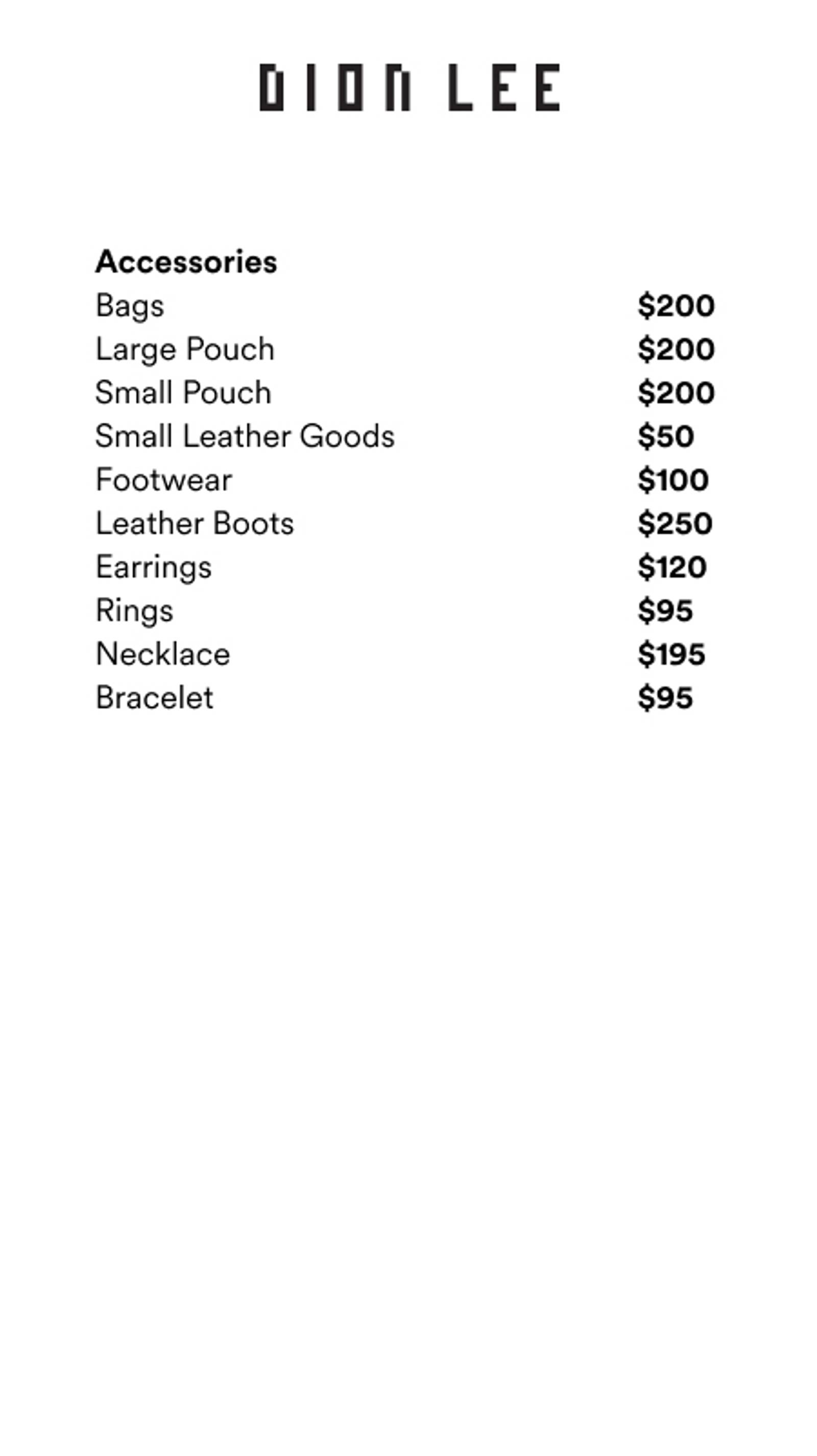 Price list