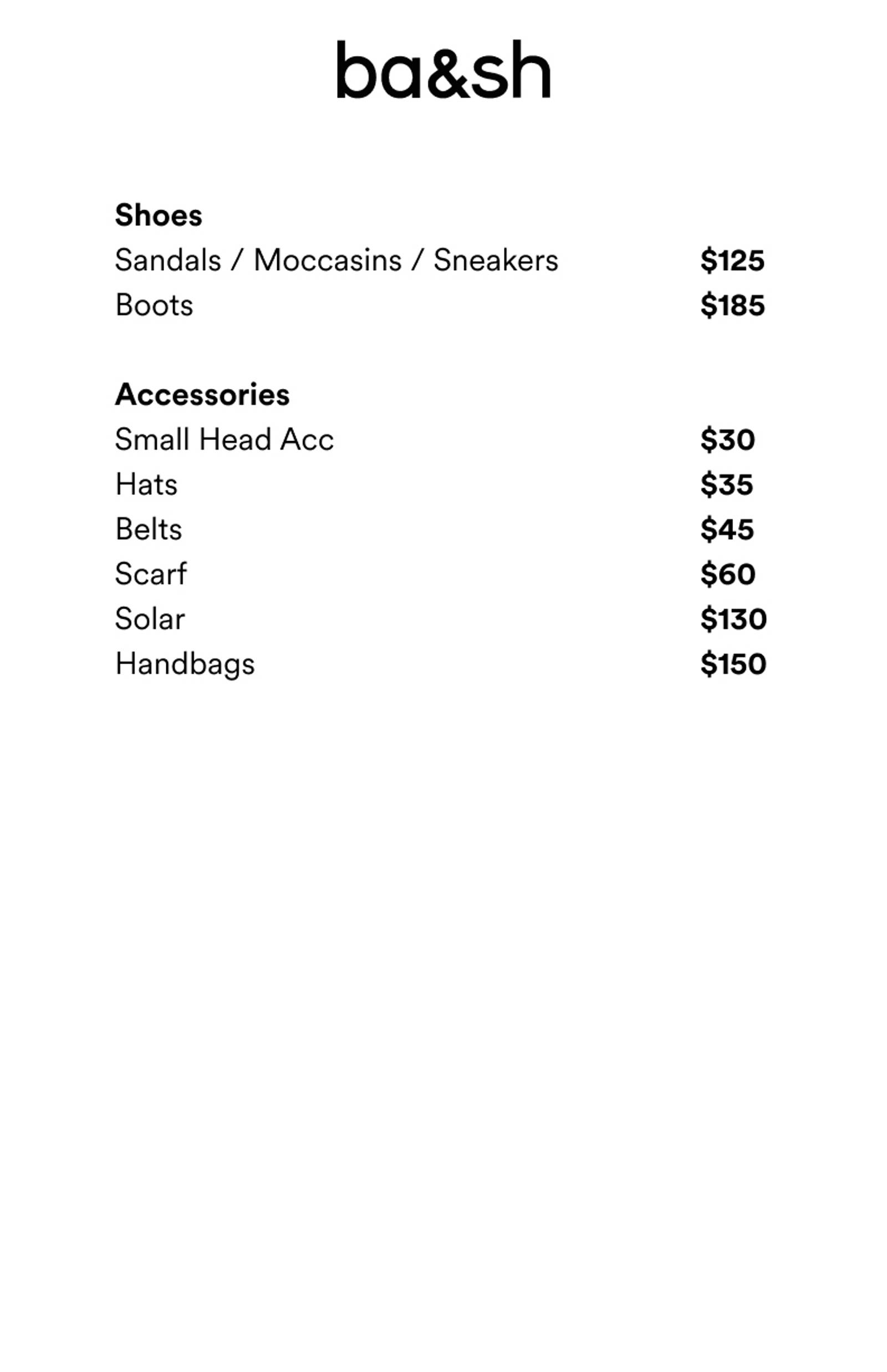Price list