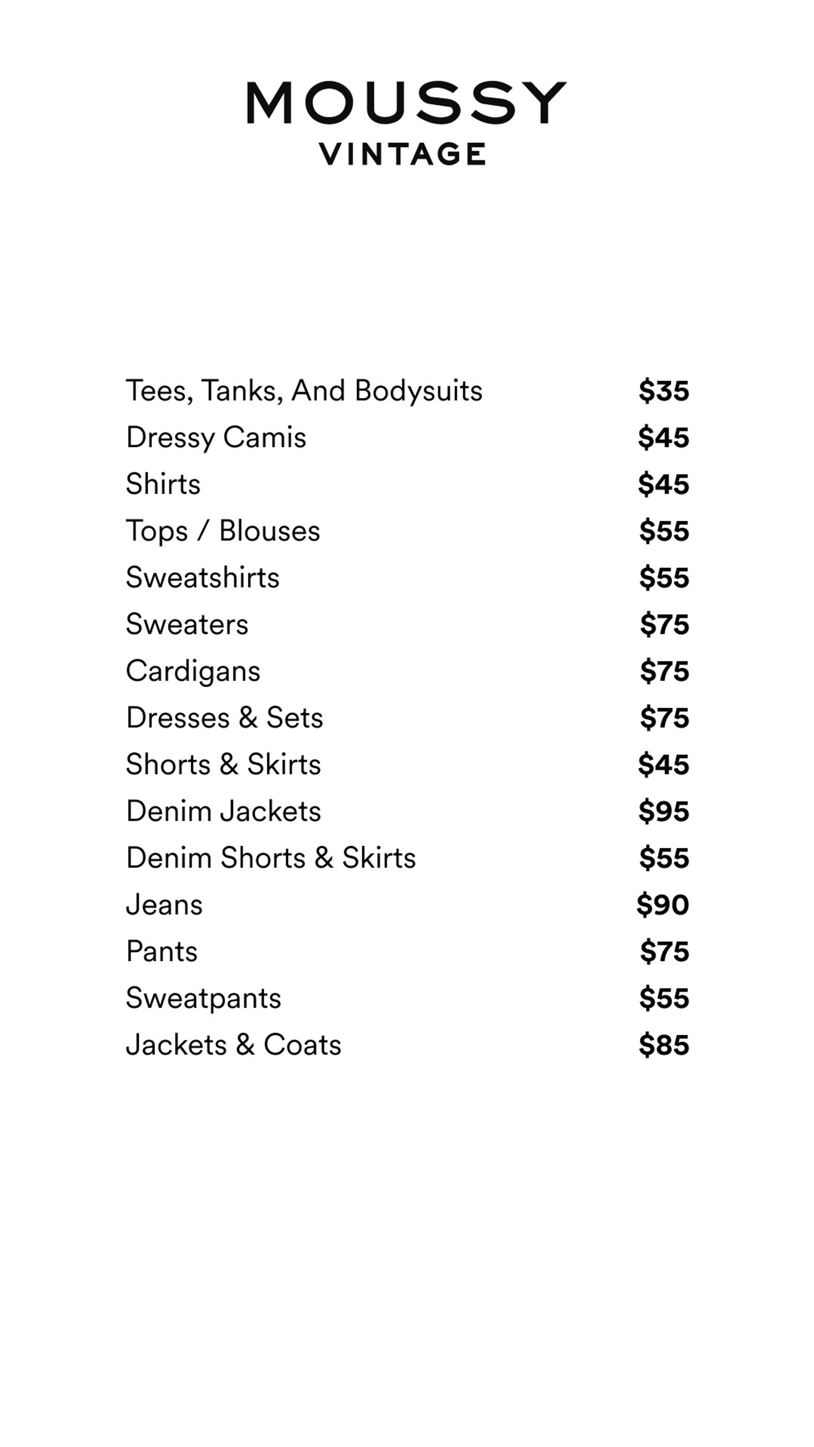 Price list