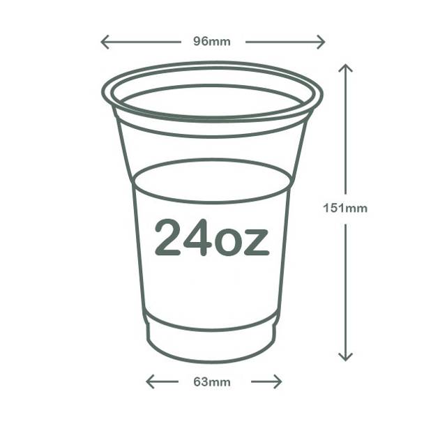 24oz (700ml) PLA Cup - Plain - 96 Series