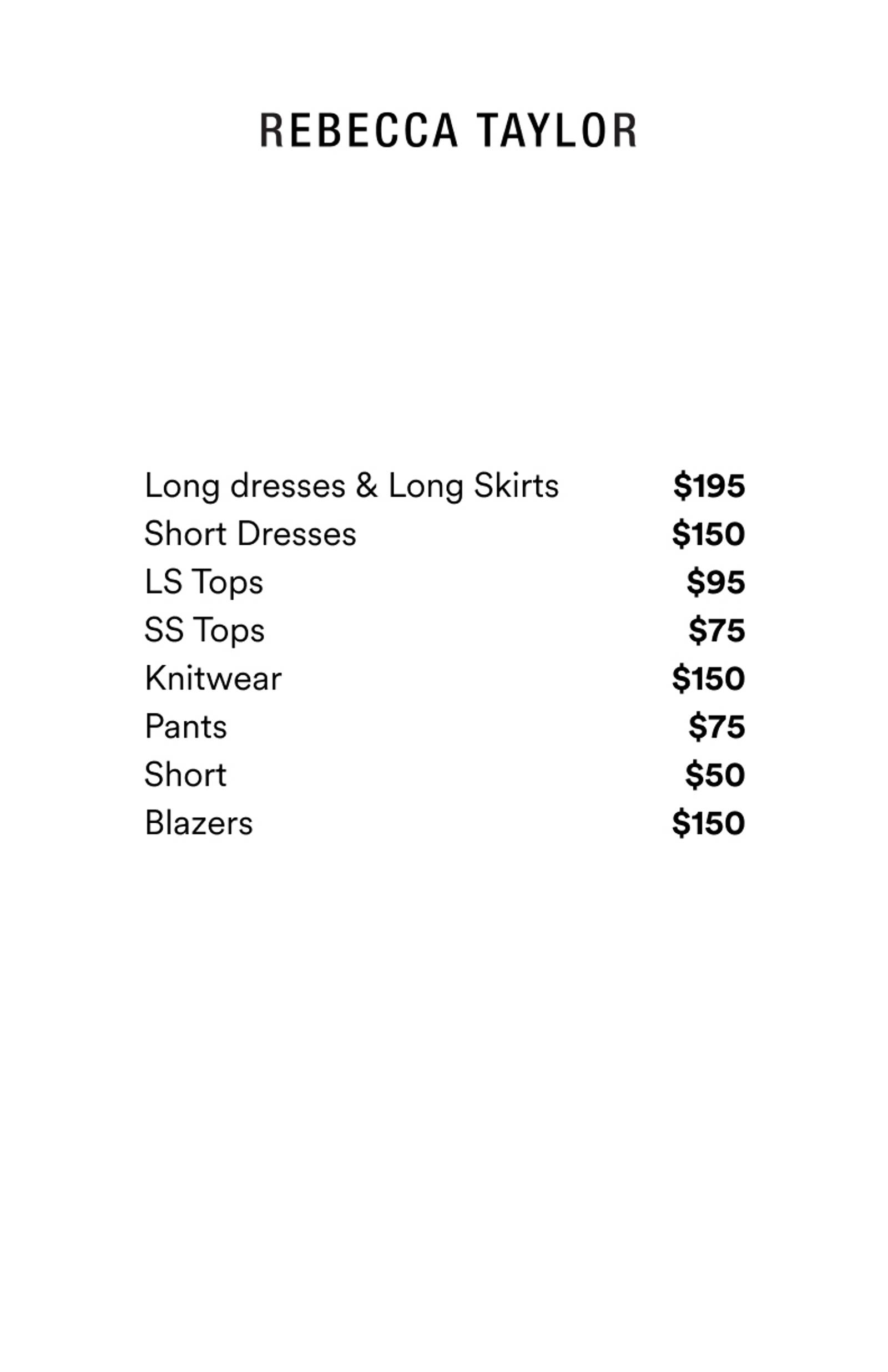 Price list
