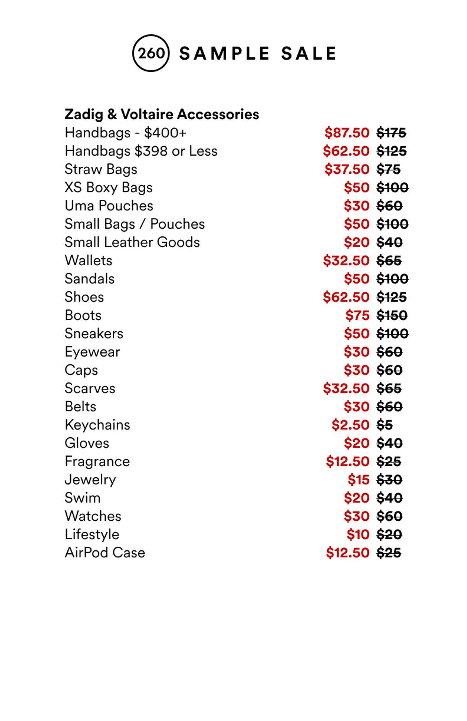 Price list