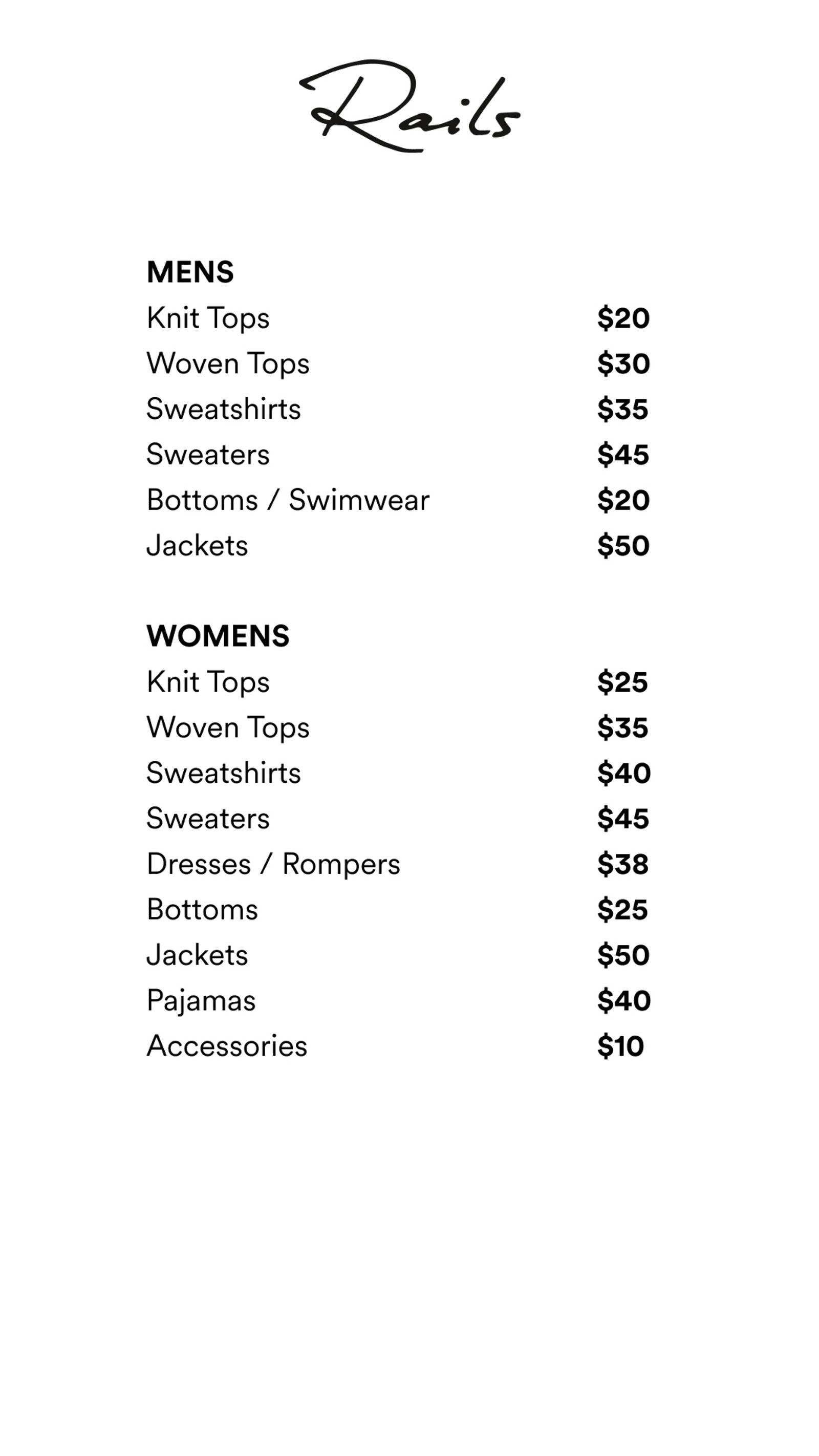 Price list