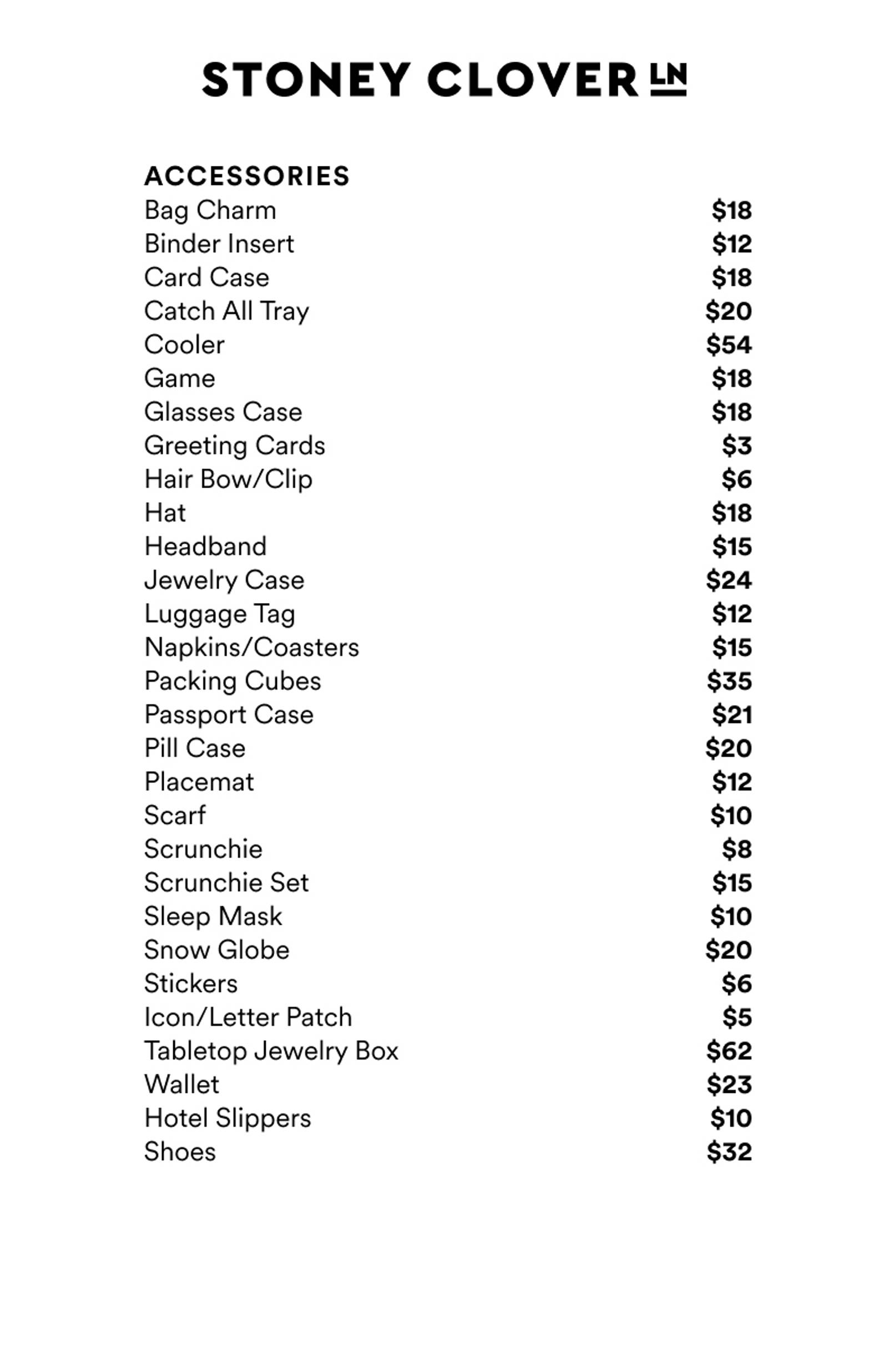 Price list