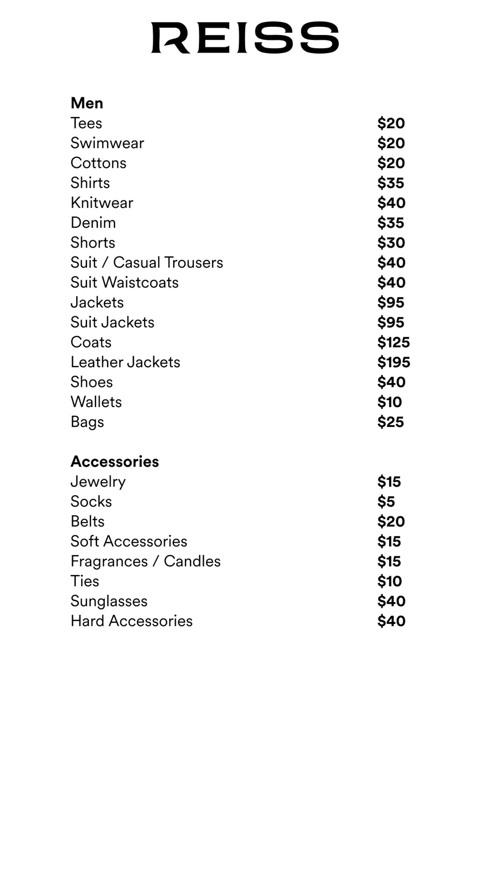 Price list