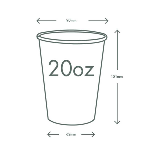 20oz (600ml) Coloured Cold Paper Cup - 89/90 Series