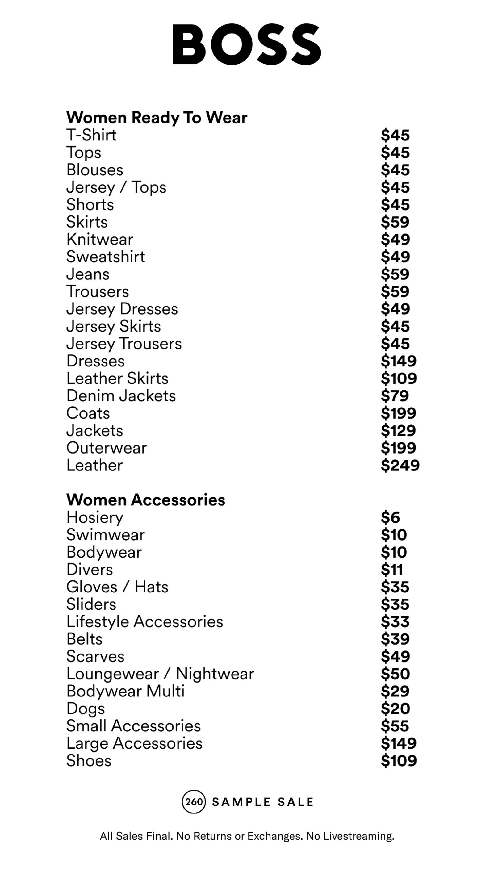 Price list