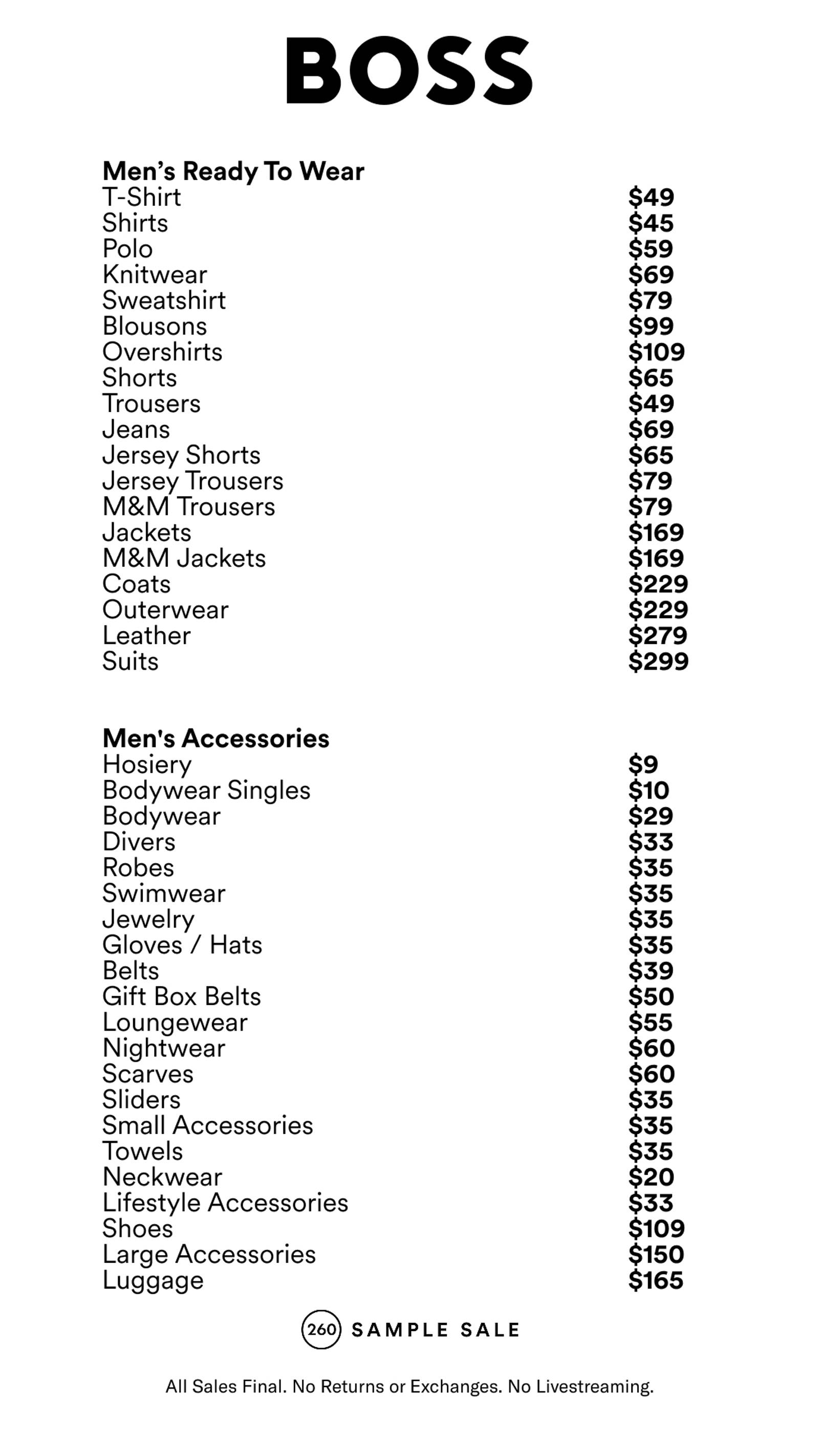 Price list