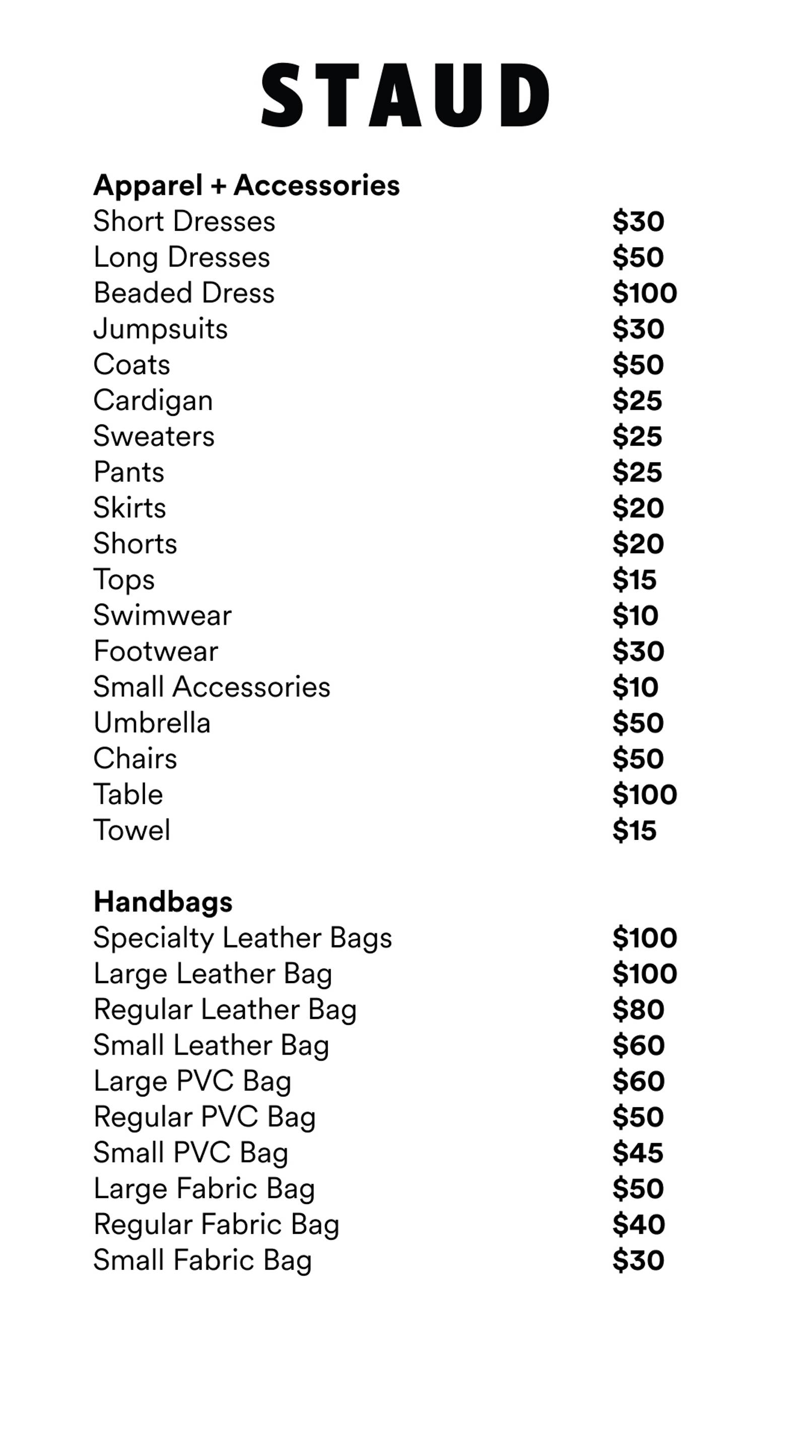 Price list