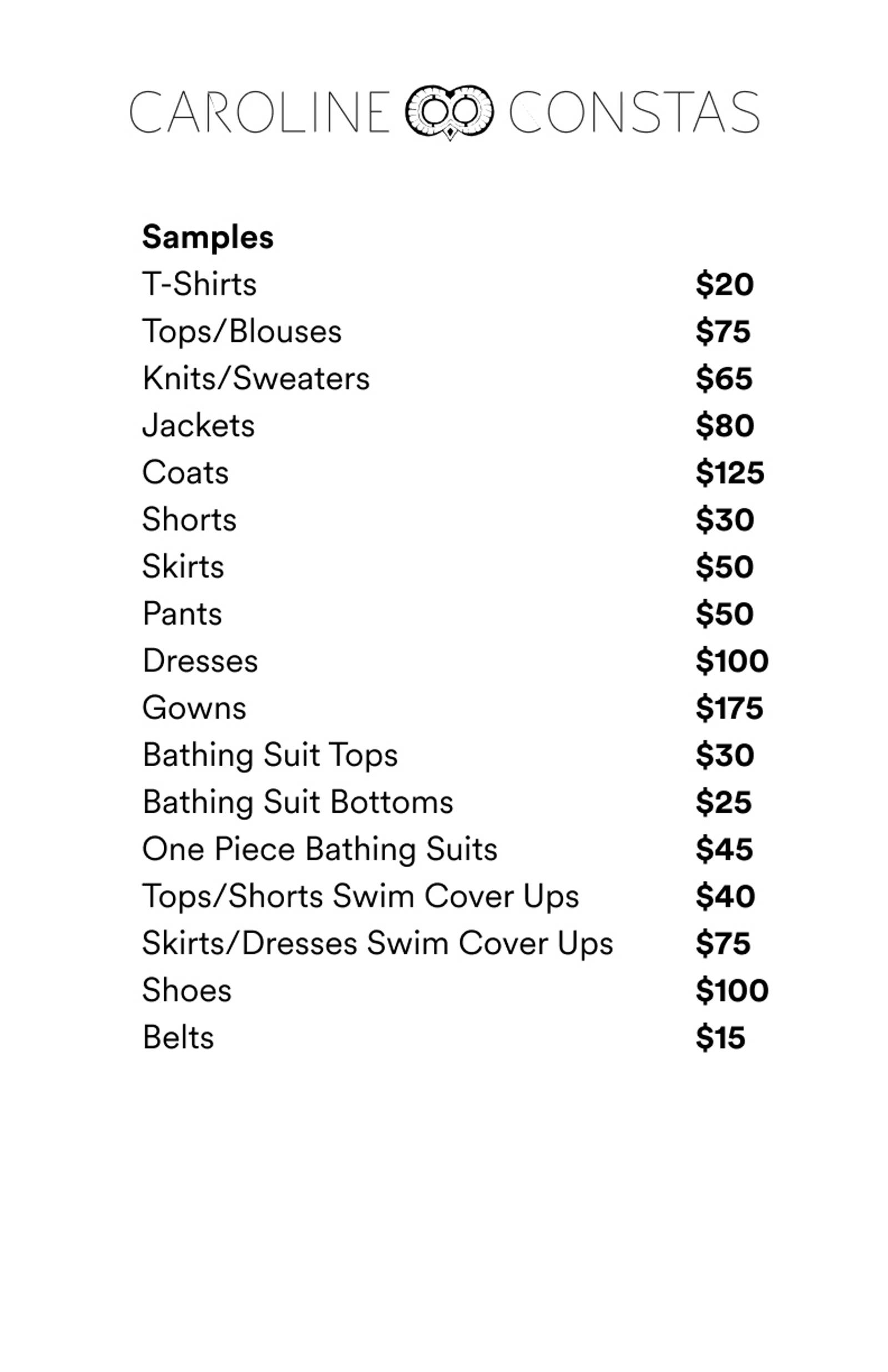 Price list