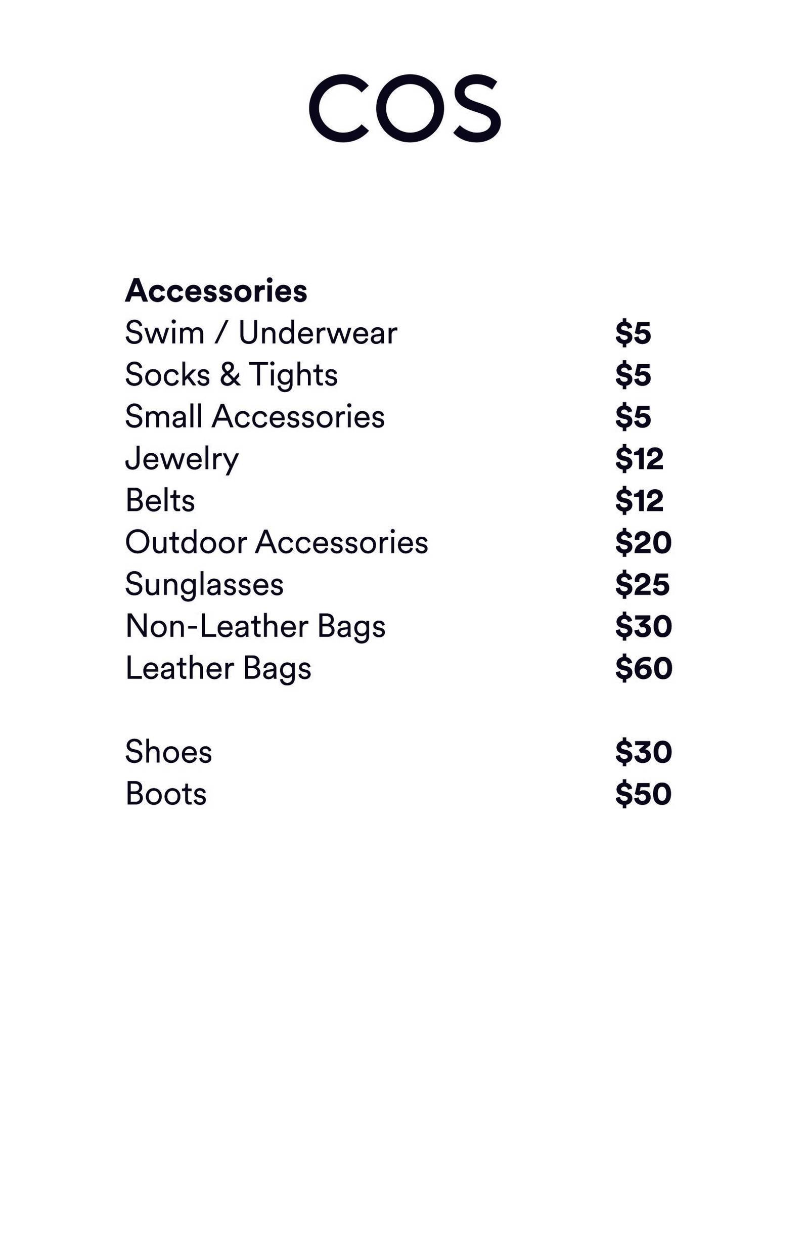 Price list