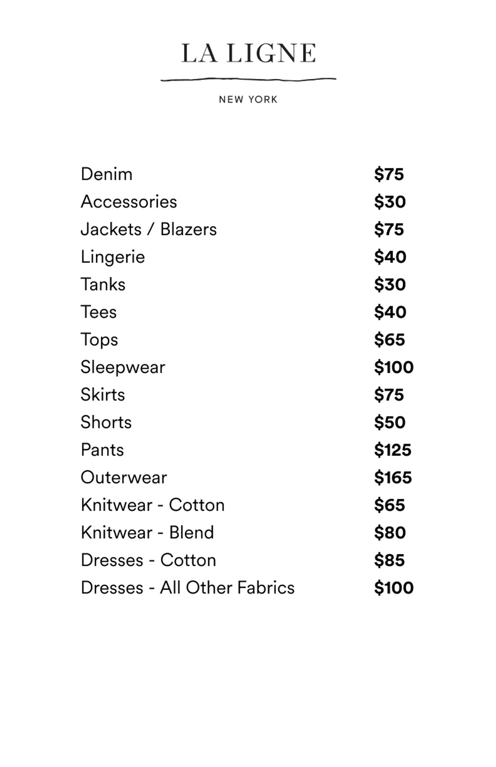 Price list