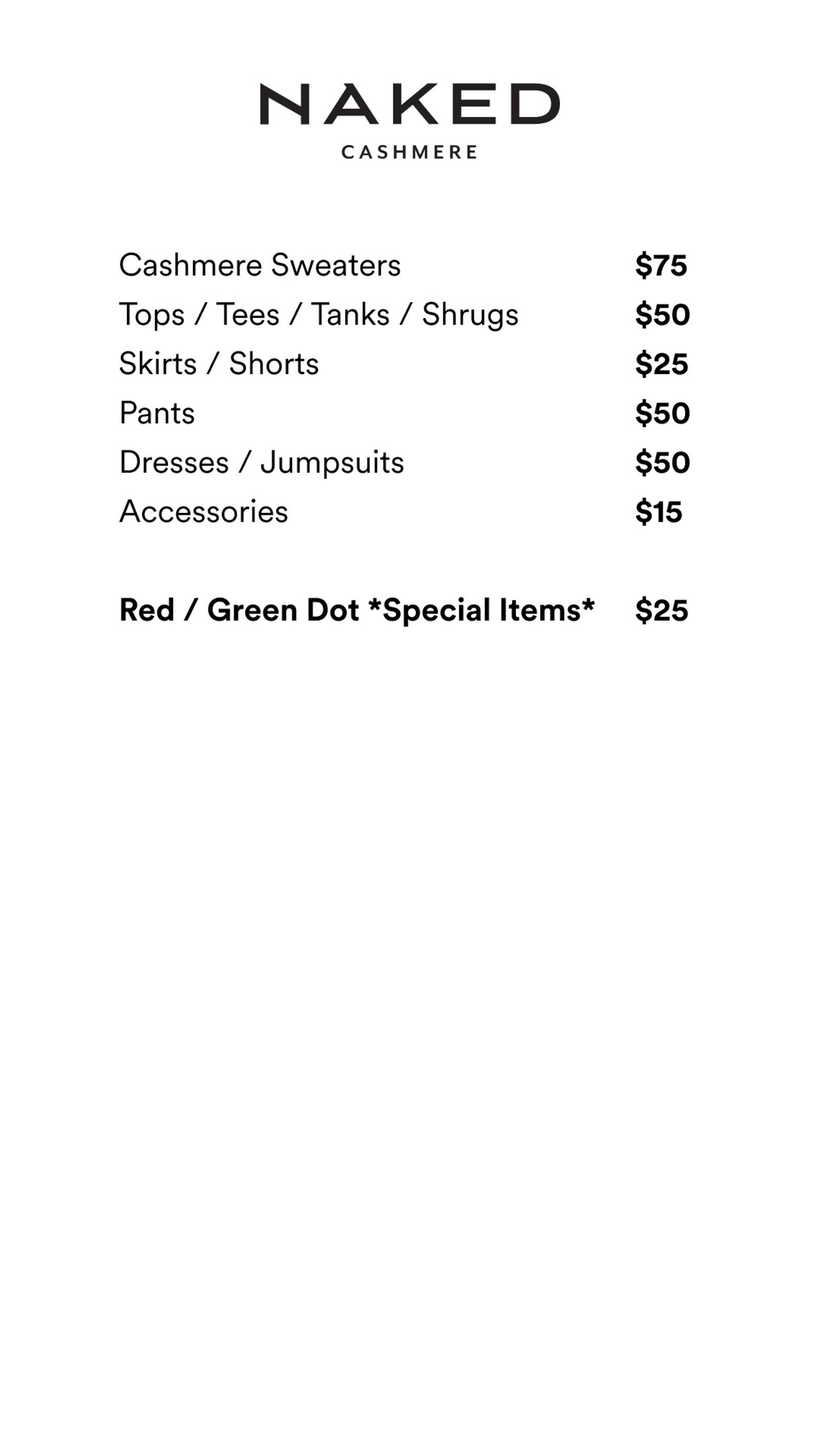 Price list