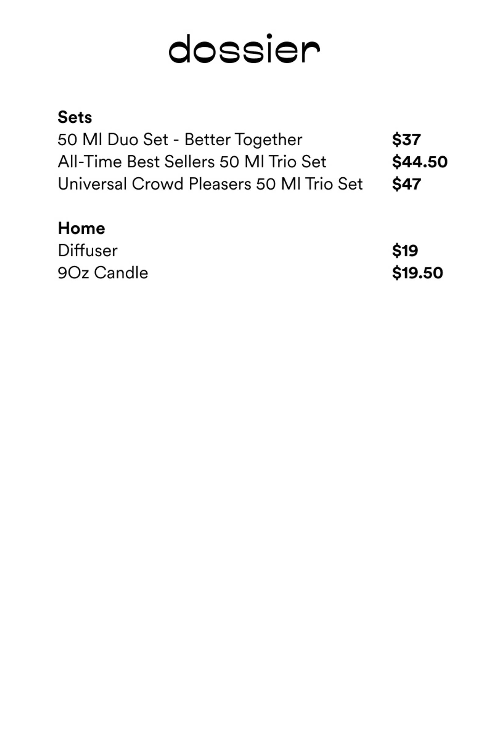 Price list