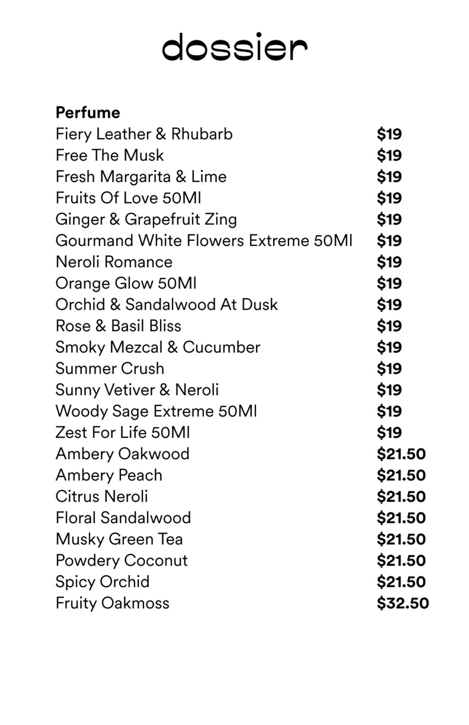 Price list