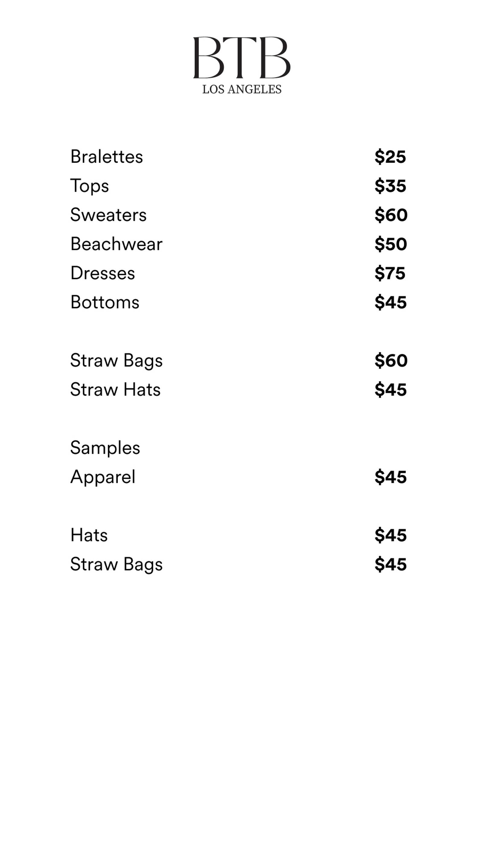 Price list