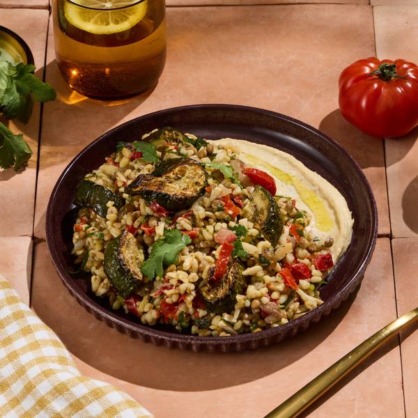 Lentil Tabouleh, Hummus and Roasted Zucchini
