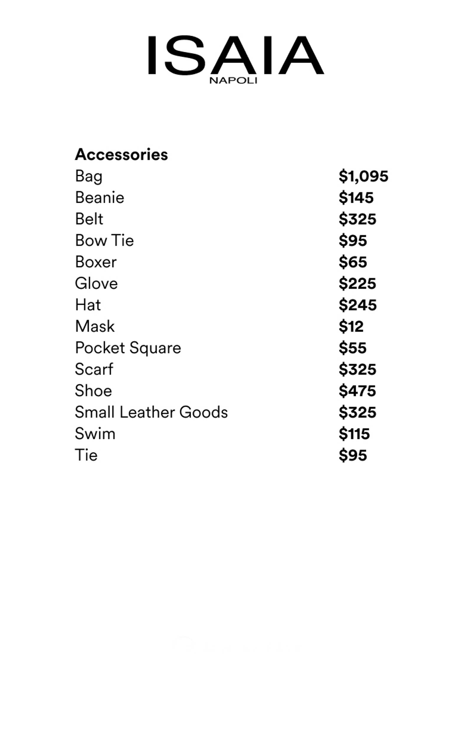Price list
